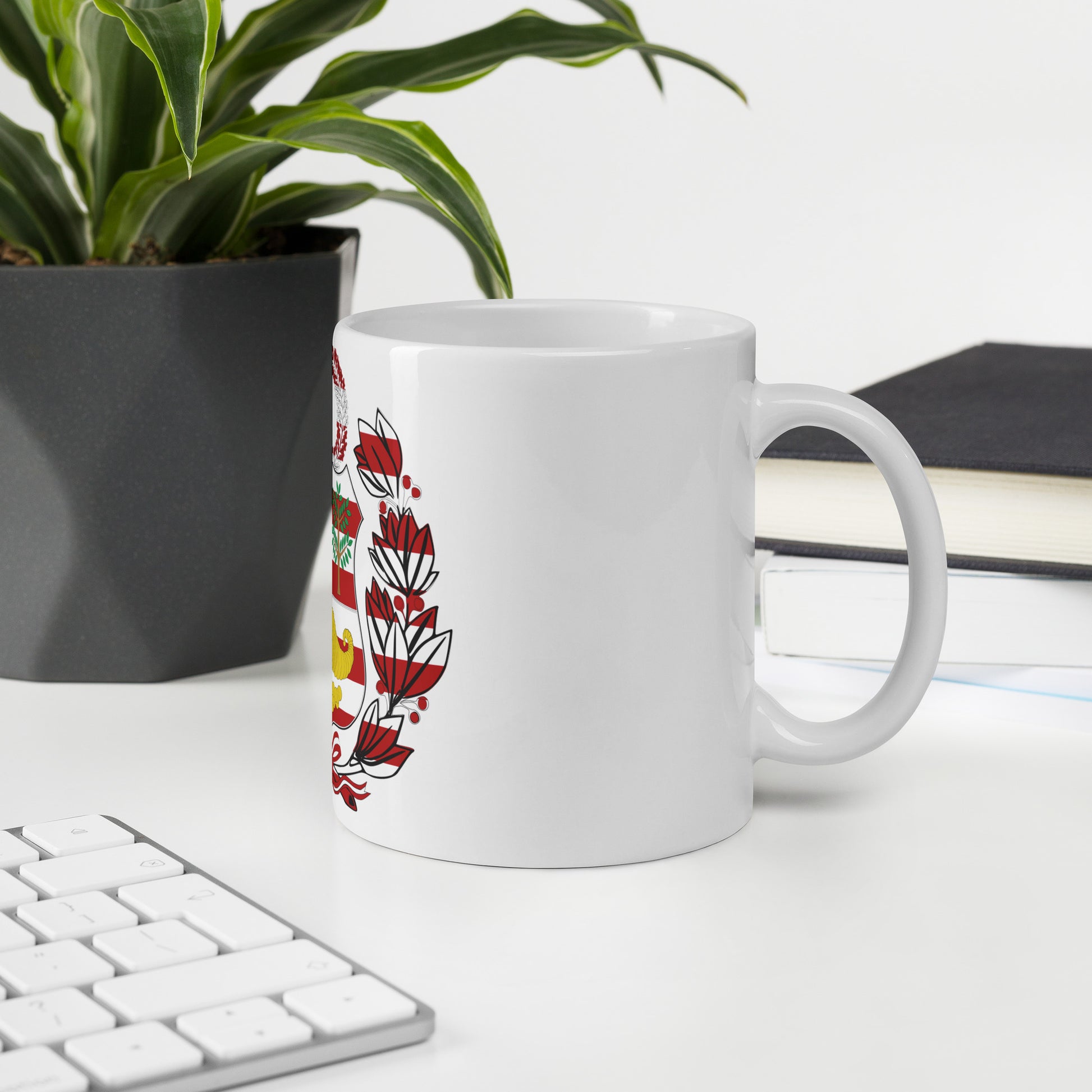 Peruvian American 11oz white mug in office space