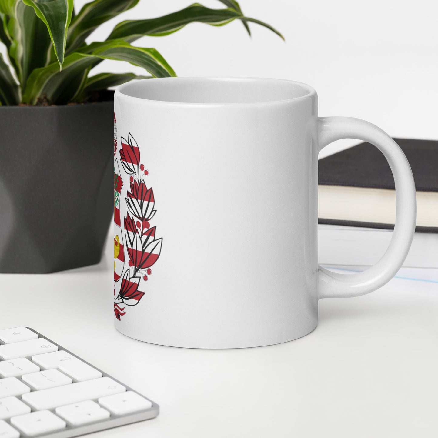 Peruvian American 20oz white mug in office space