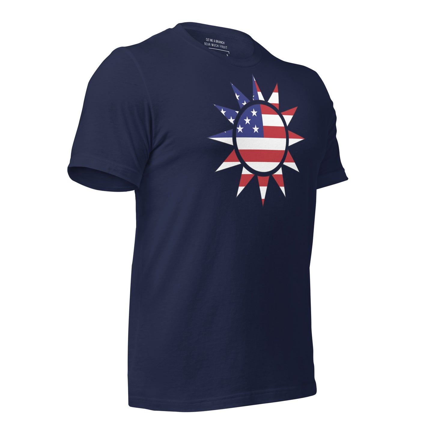 Taiwanese American navy blue t-shirt made in USA right front