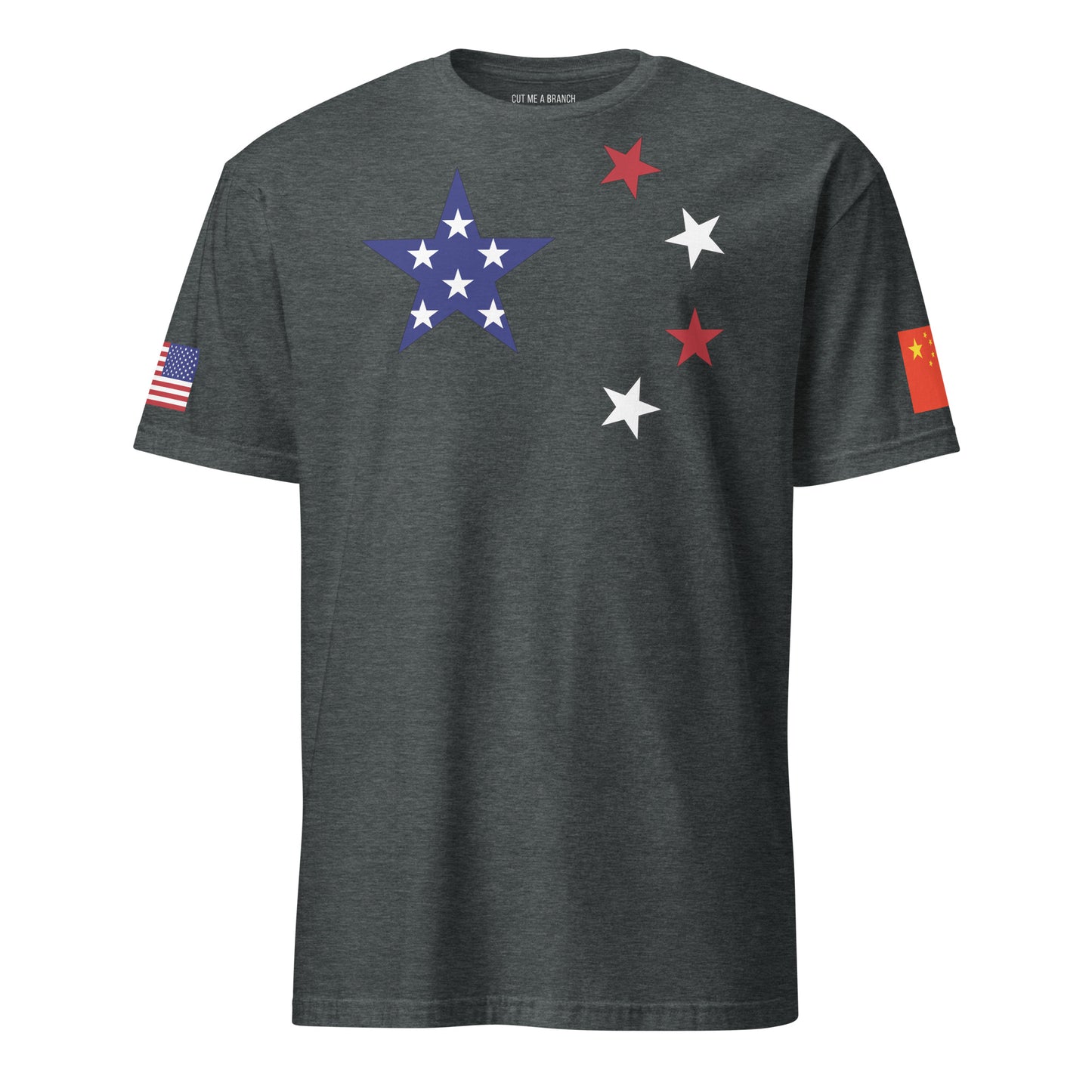 Chinese American dark grey heather t-shirt stars forward