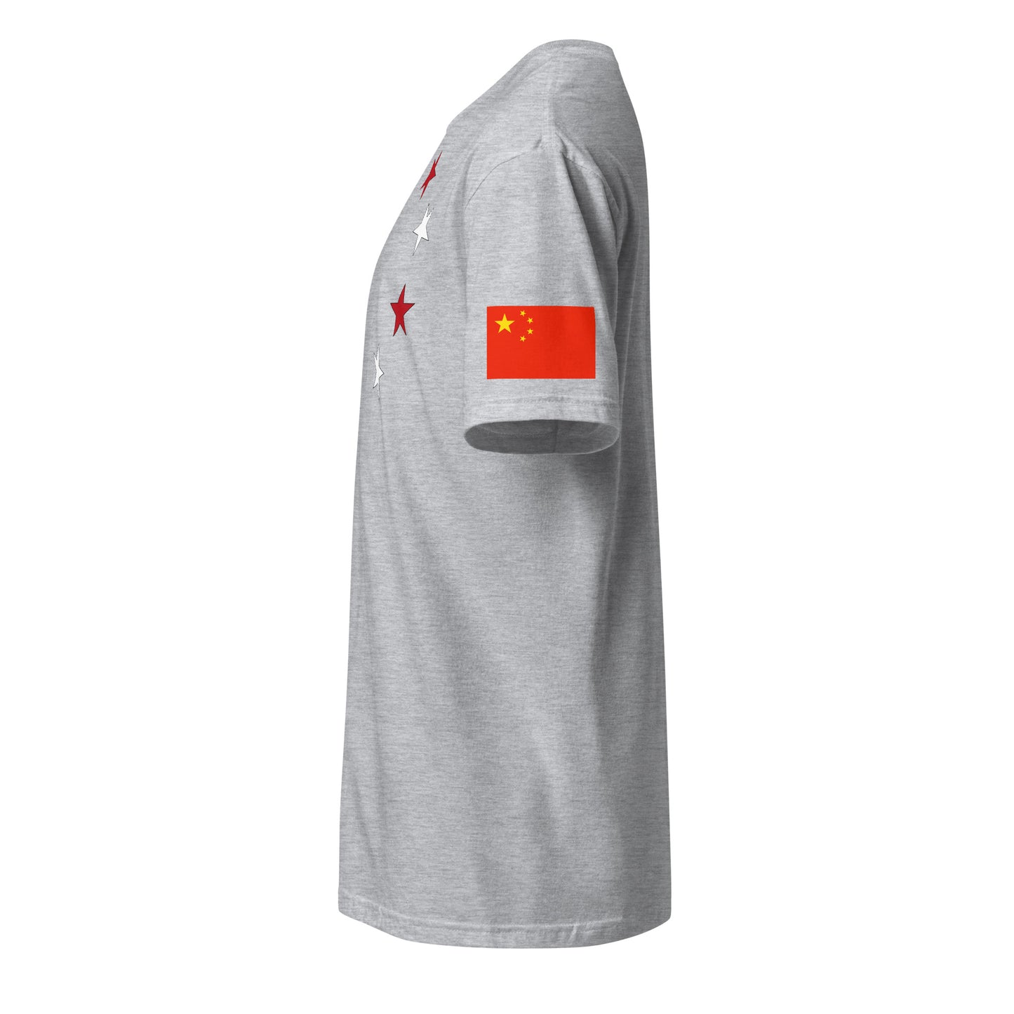 Chinese American light grey t-shirt stars forward left sleeve Chinese flag