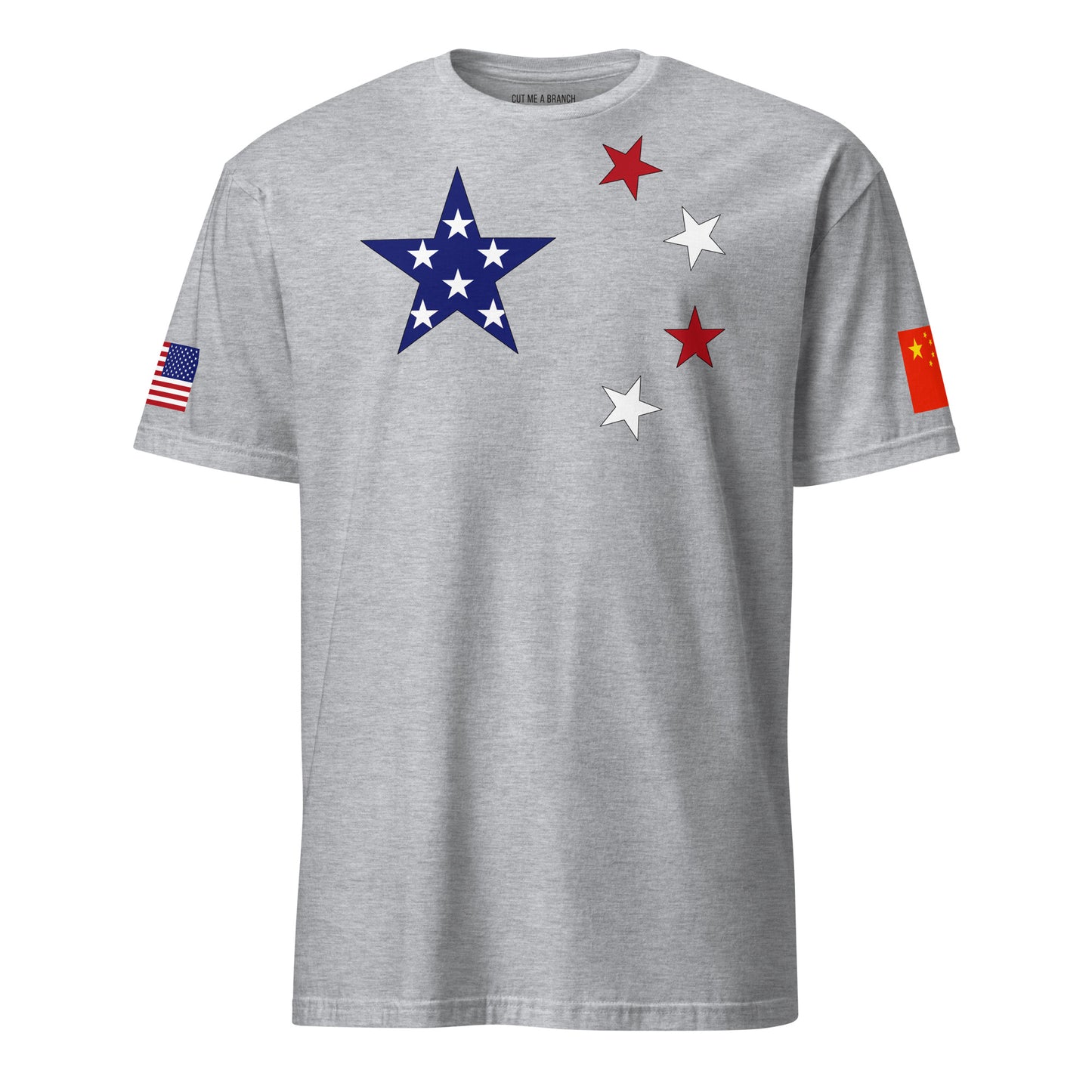 Chinese American light grey t-shirt stars forward