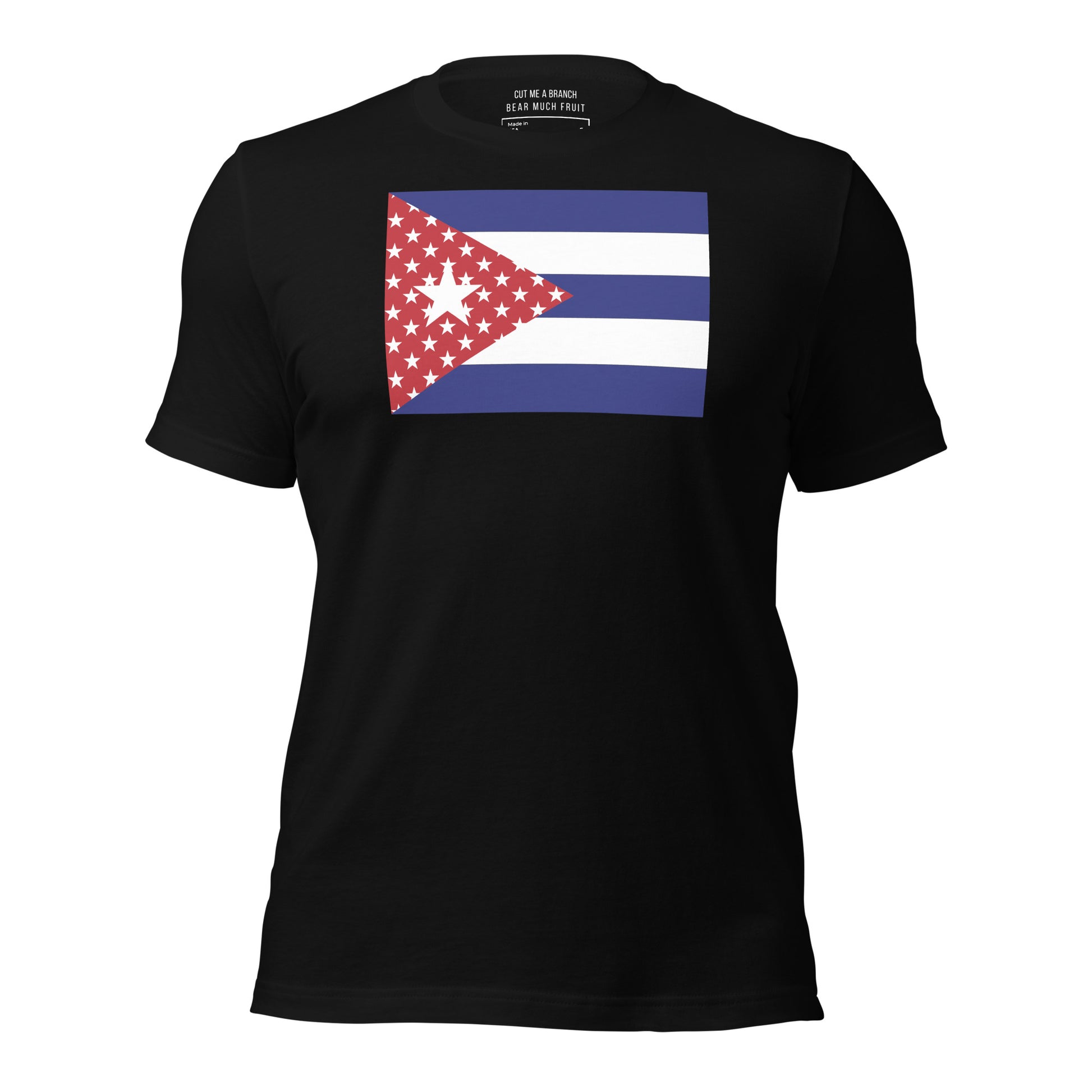 Cuban American black t-shirt made in USA front