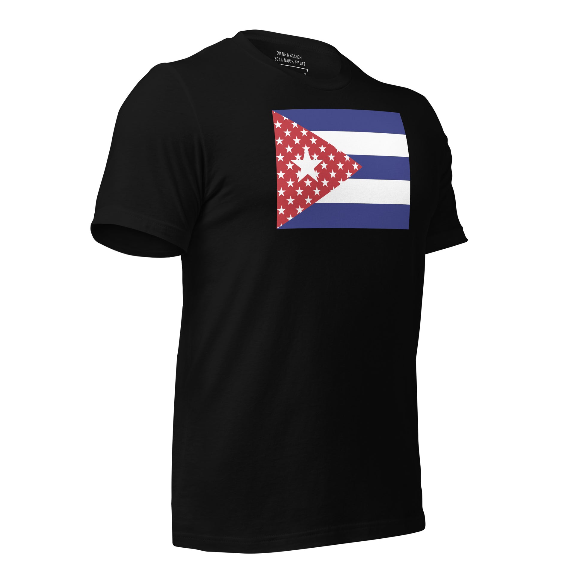 Cuban American black t-shirt made in USA right front