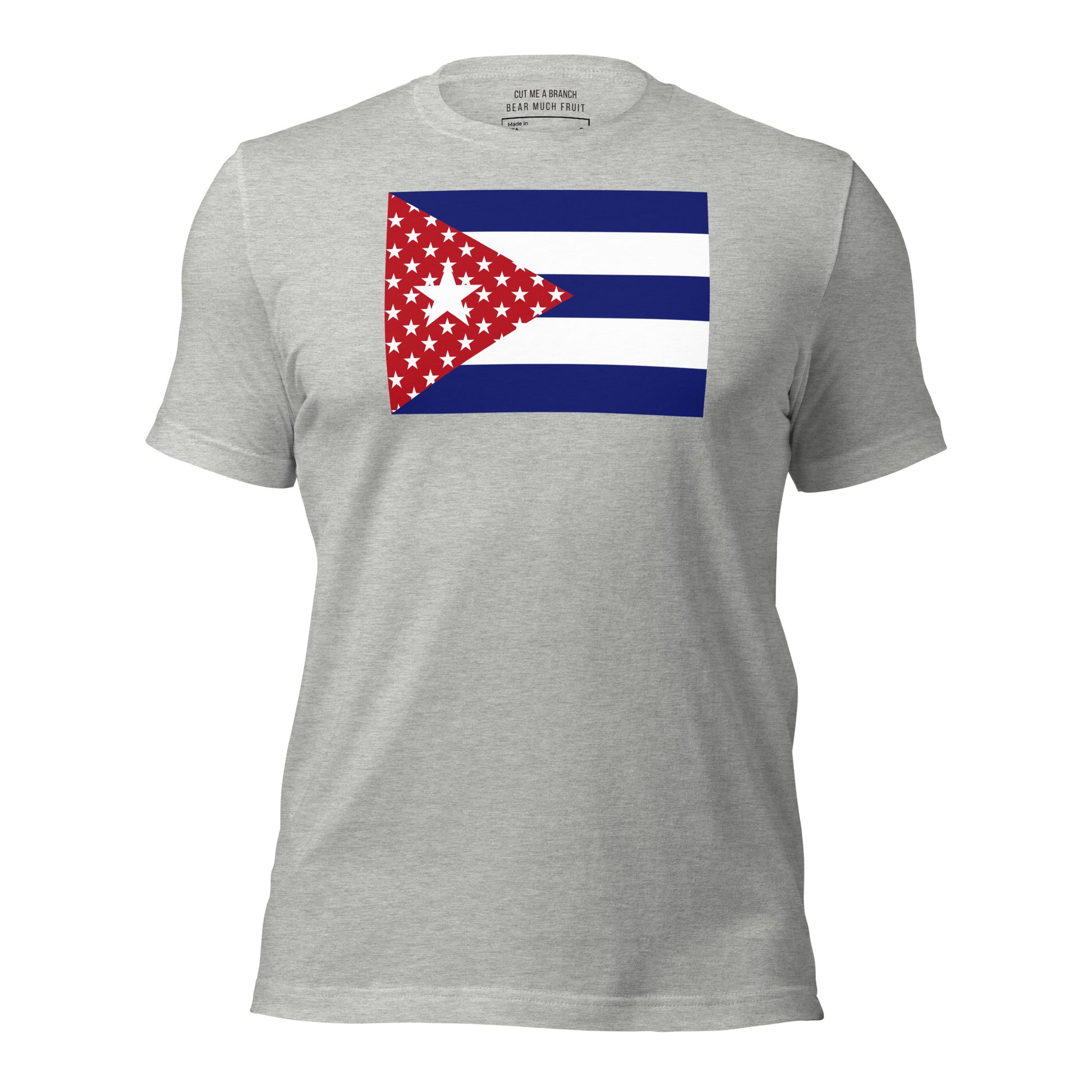 Cuban American light grey heather t-shirt made in USA front