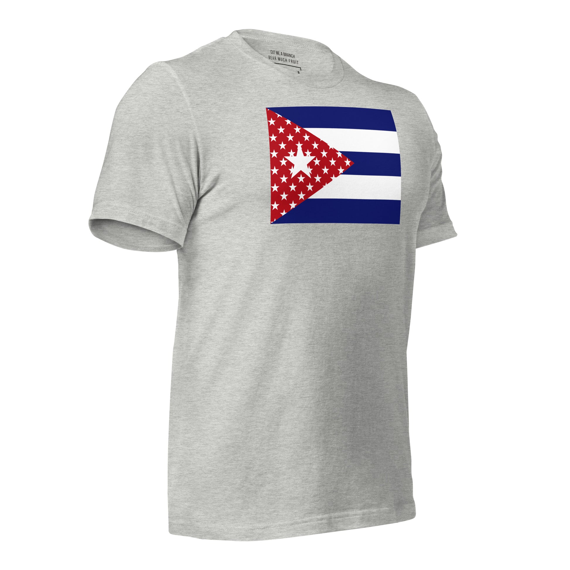 Cuban American light grey heather t-shirt made in USA right front