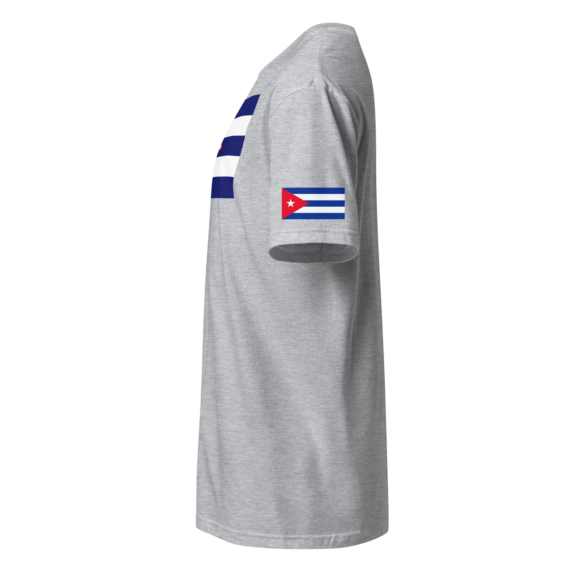 Cuban American light grey t-shirt stars forward left sleeve Cuban flag