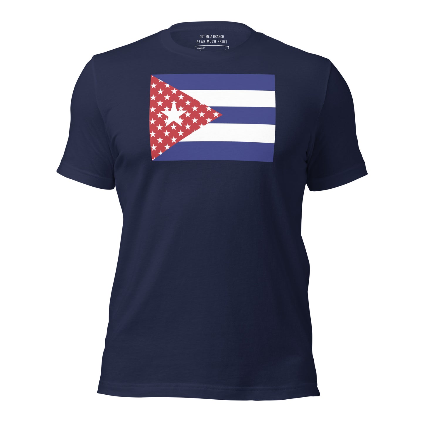 Cuban American navy blue t-shirt made in USA front