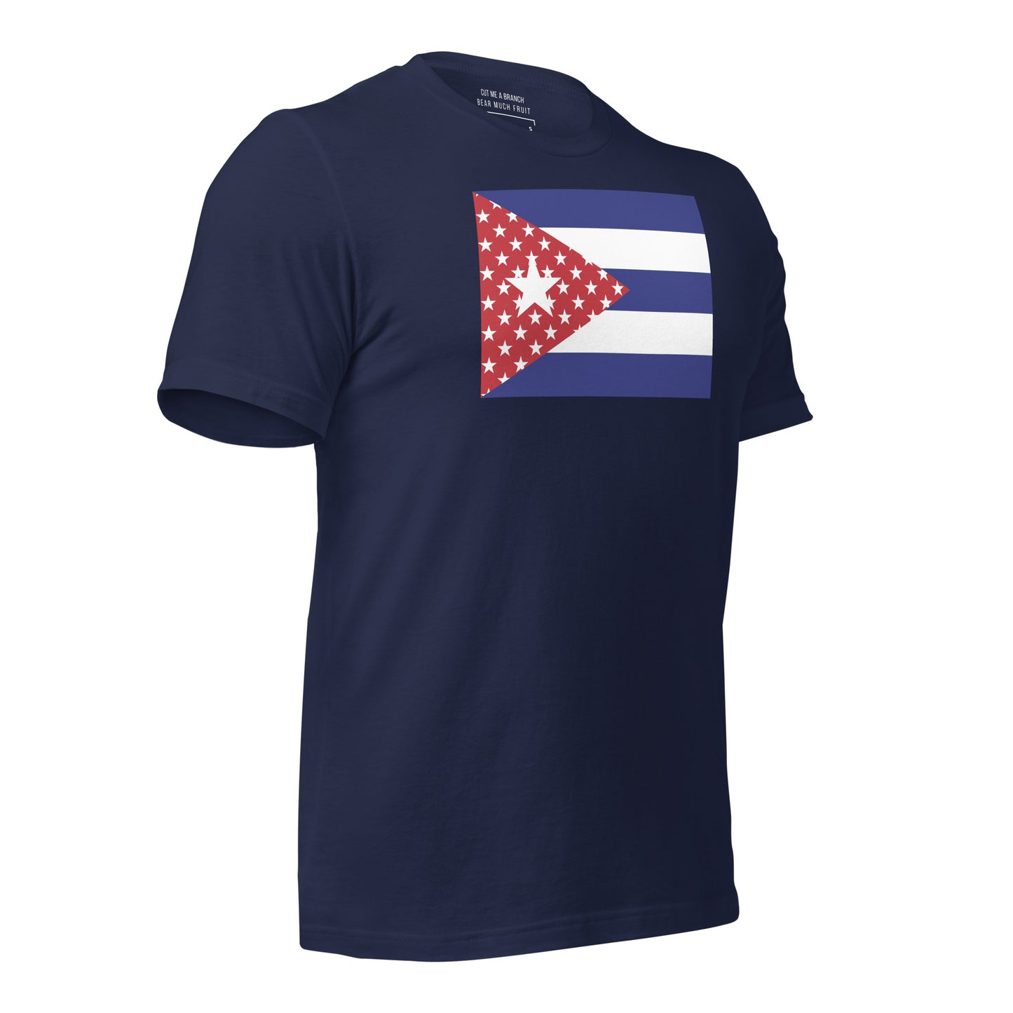 Cuban American navy blue t-shirt made in USA right front