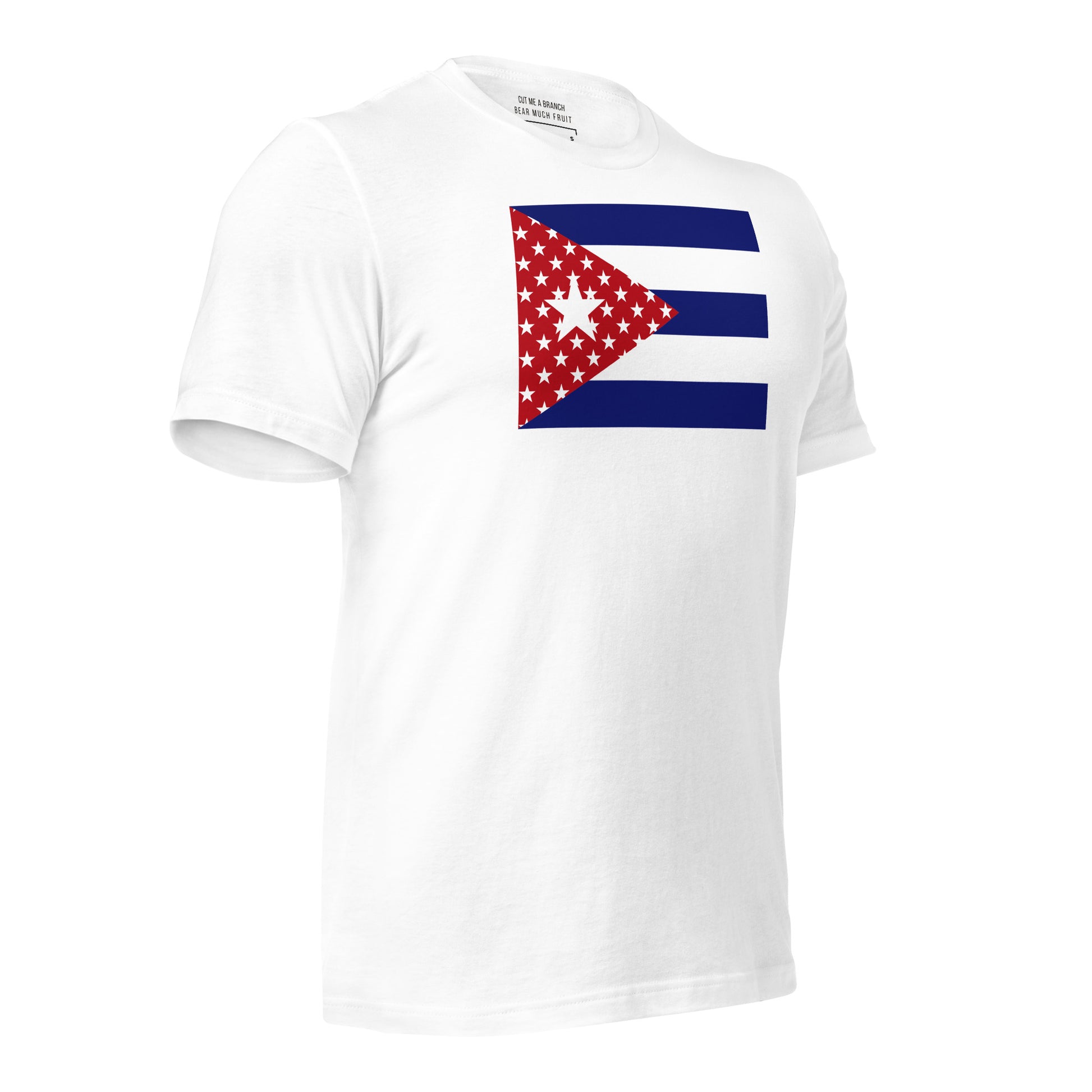 Cuban American white t-shirt made in USA right front