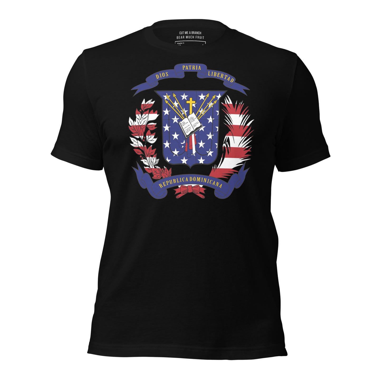 Dominican American black t-shirt made in USA front