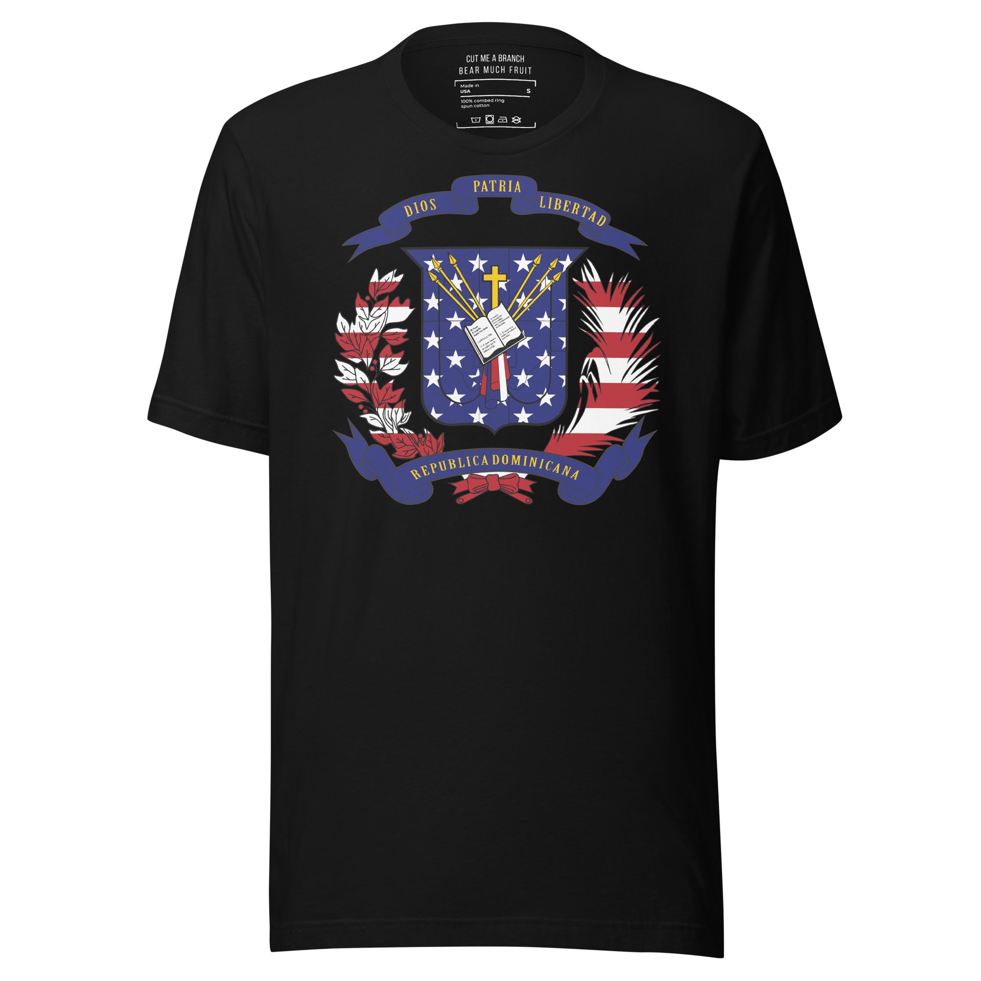 Dominican American black t-shirt made in USA 