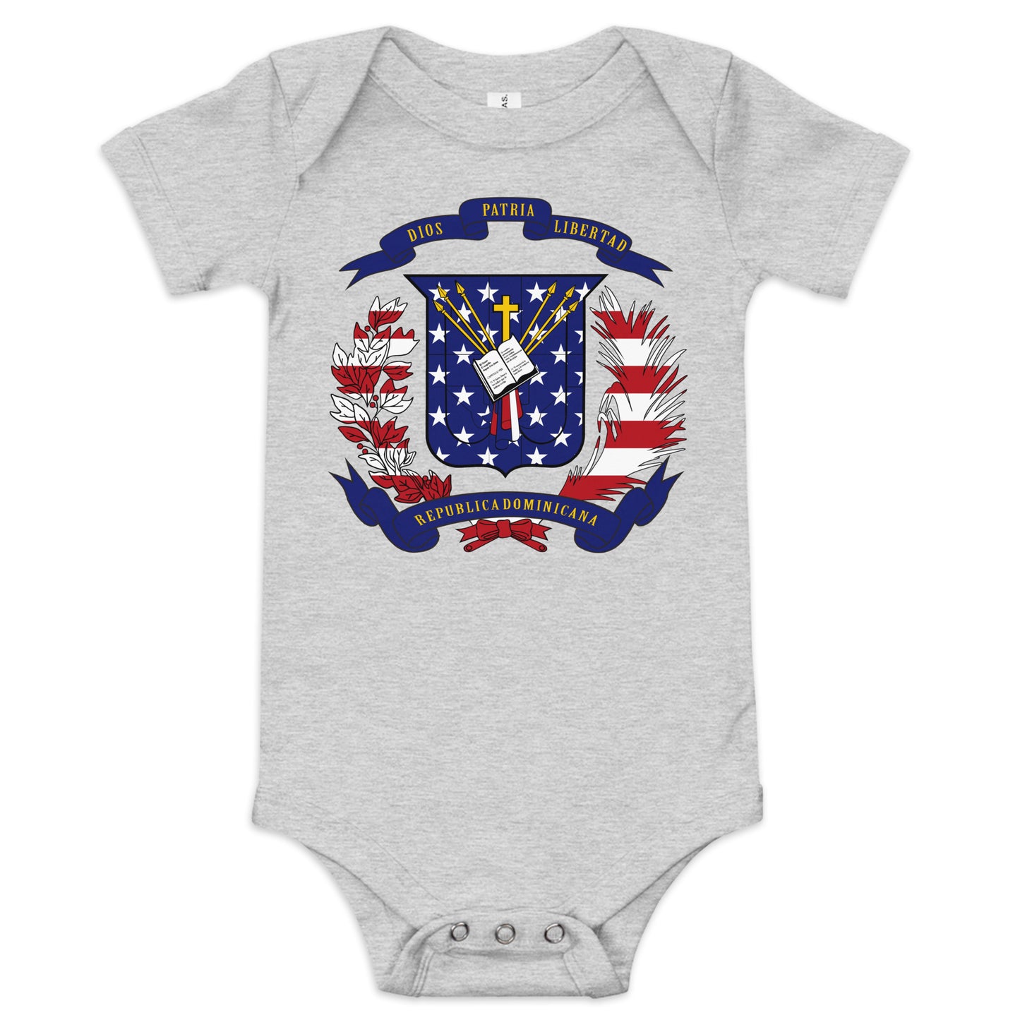 Dominican American light grey heather baby bodysuit