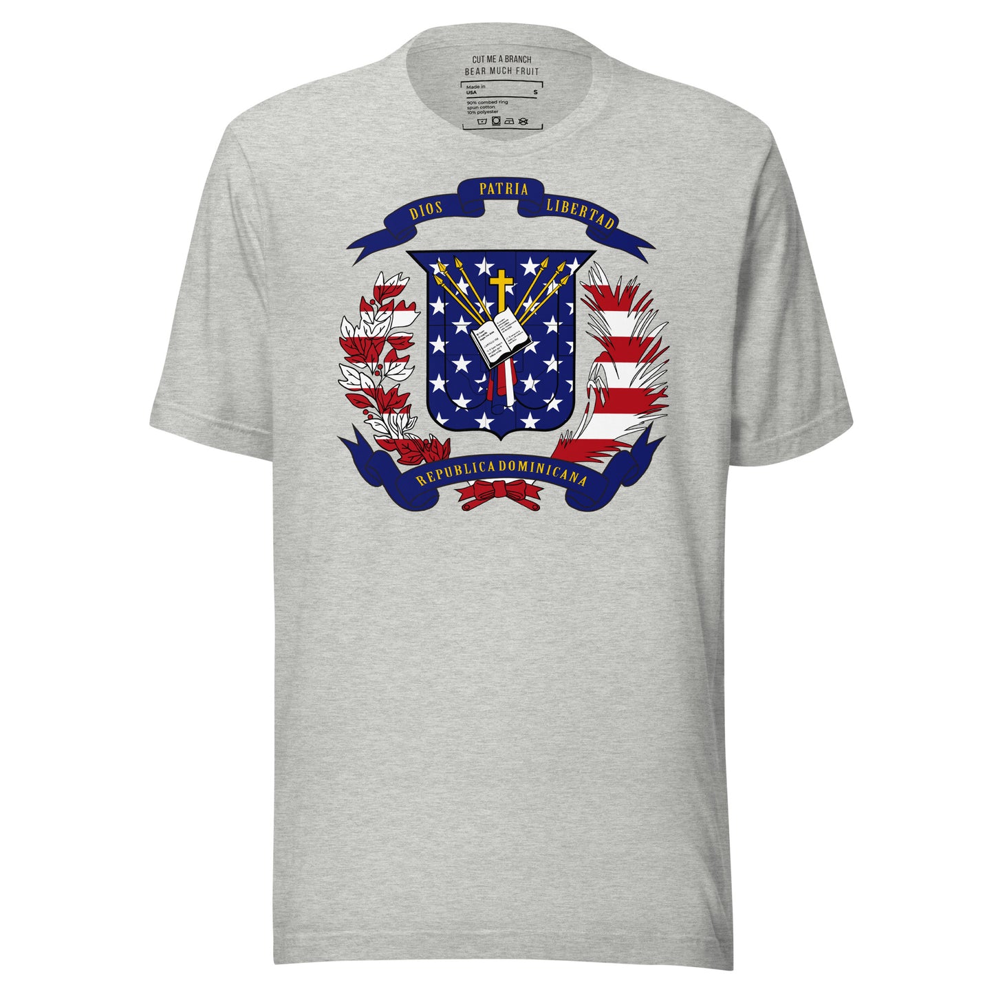 Dominican American light grey heather t-shirt made in USA