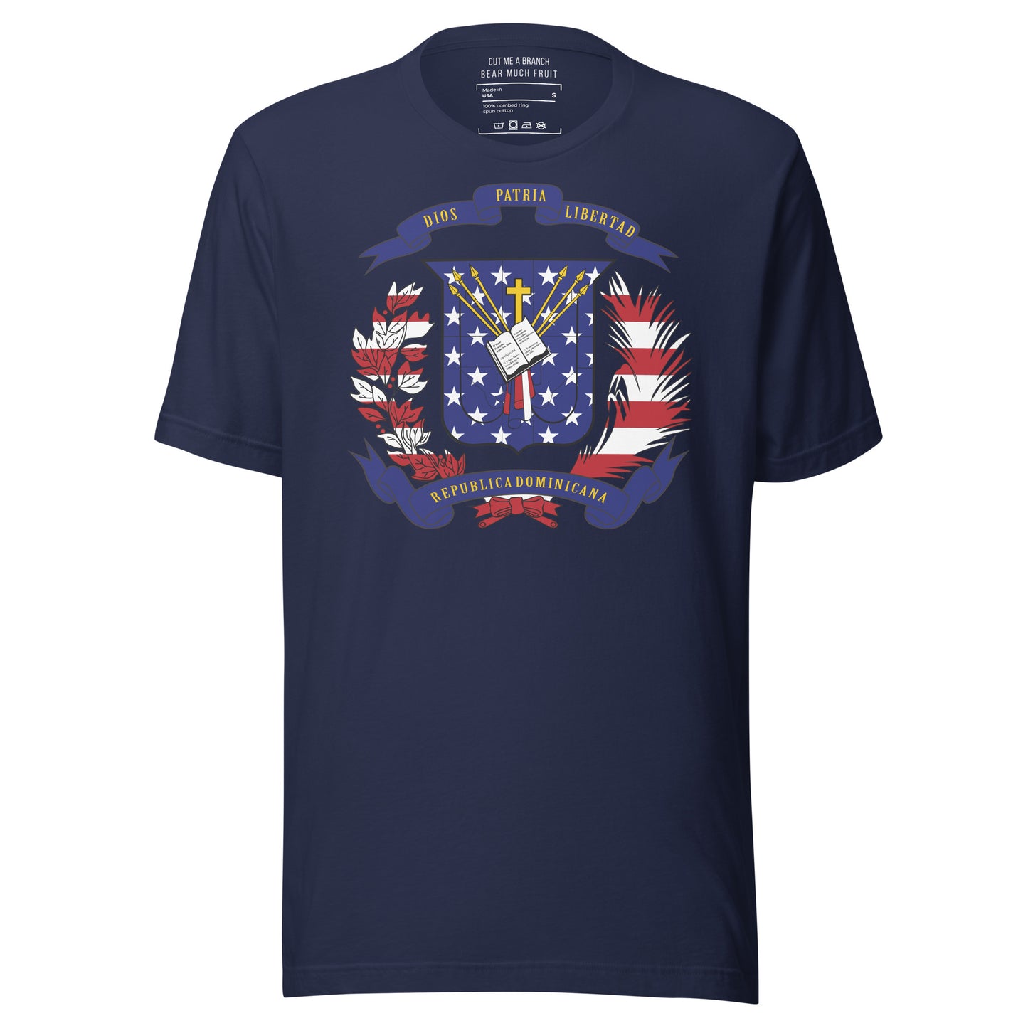 Dominican American navy blue t-shirt made in USA