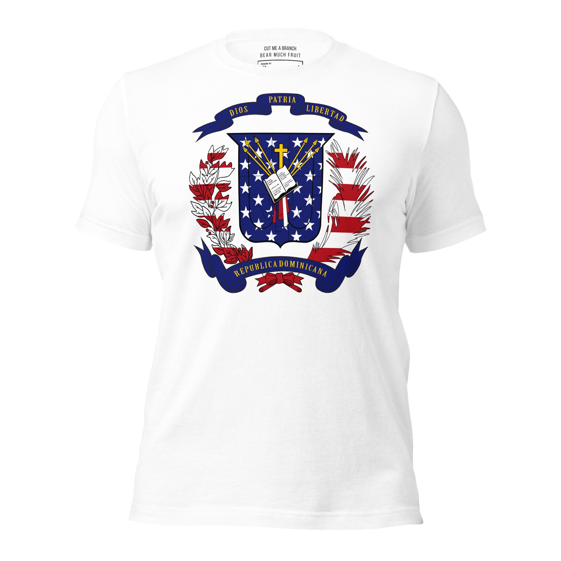 Dominican American white t-shirt made in USA front