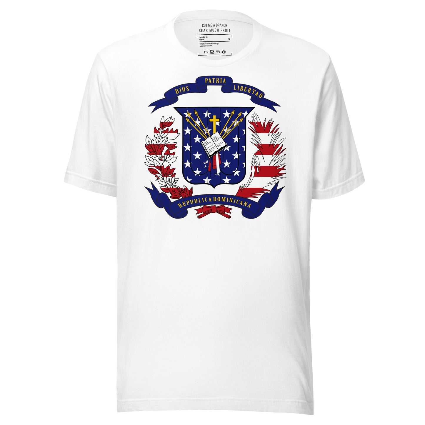 Dominican American white t-shirt made in USA