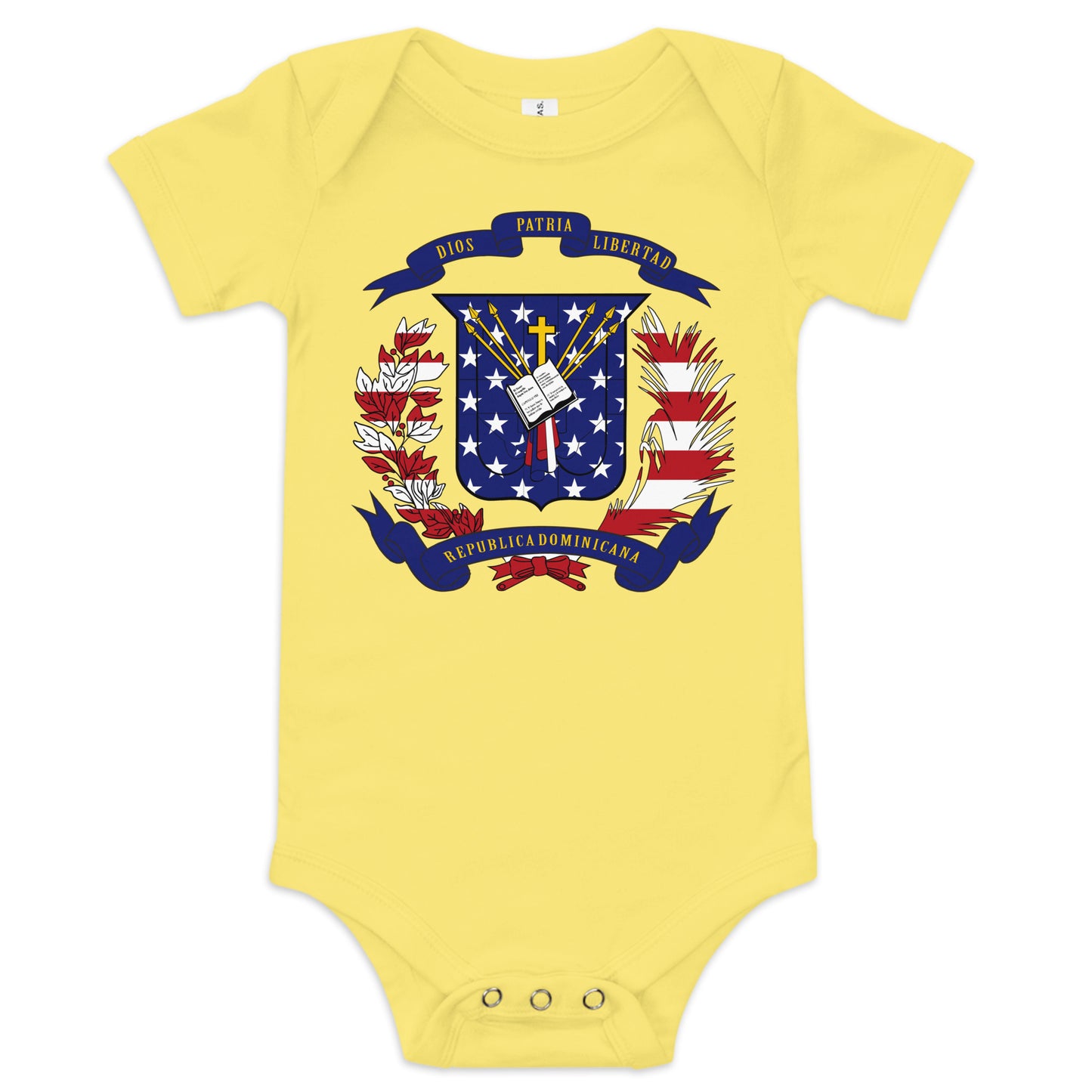 Dominican American yellow baby bodysuit