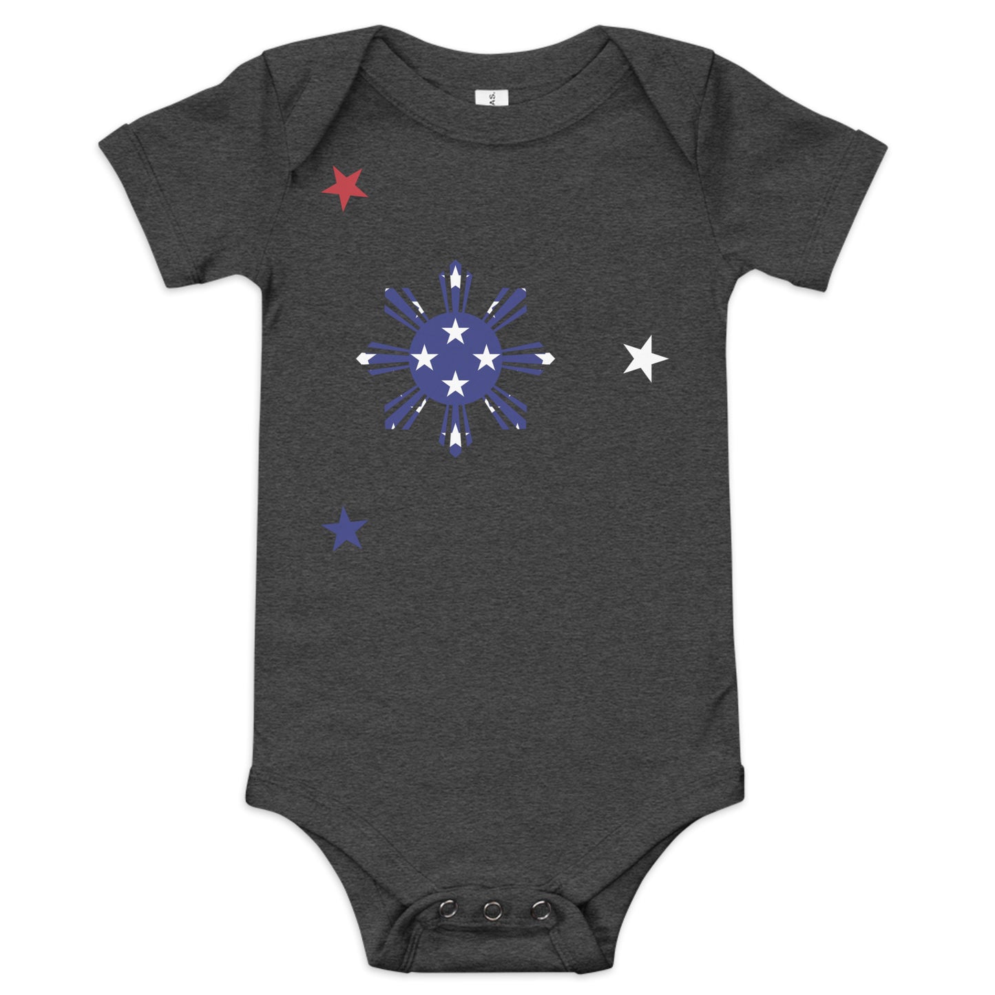 Filipino American dark grey heather baby bodysuit