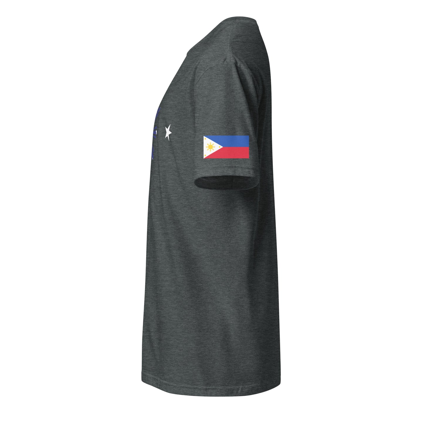 Filipino American dark grey heather t-shirt rwb series stars forward left sleeve Philippines flag