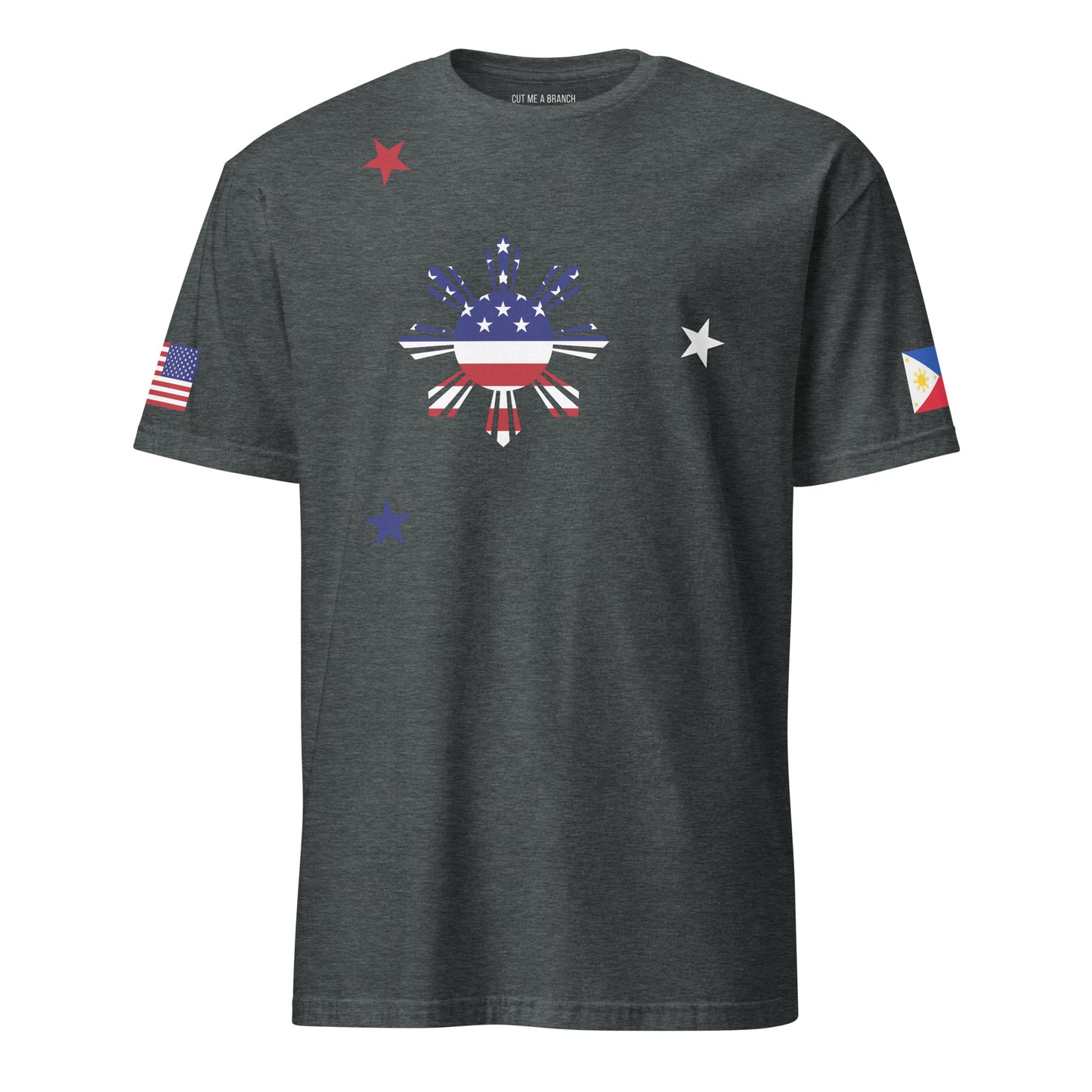 Filipino American heather grey t-shirt stars forward