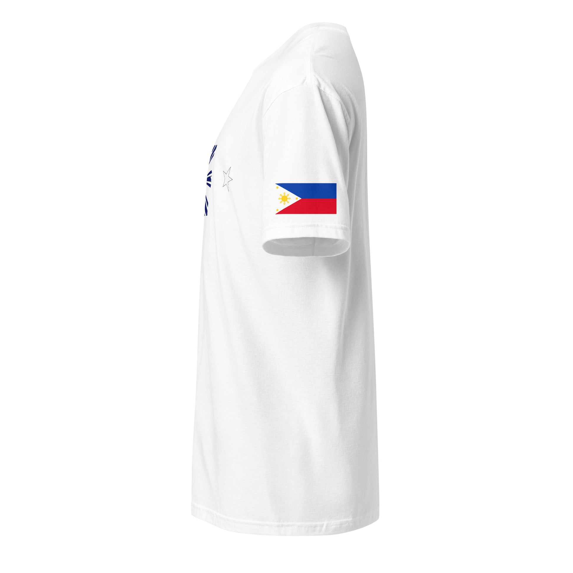 Filipino American white t-shirt rwb series stars forward left sleeve Philippines flag