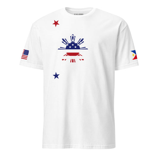 Filipino American white t-shirt stars forward