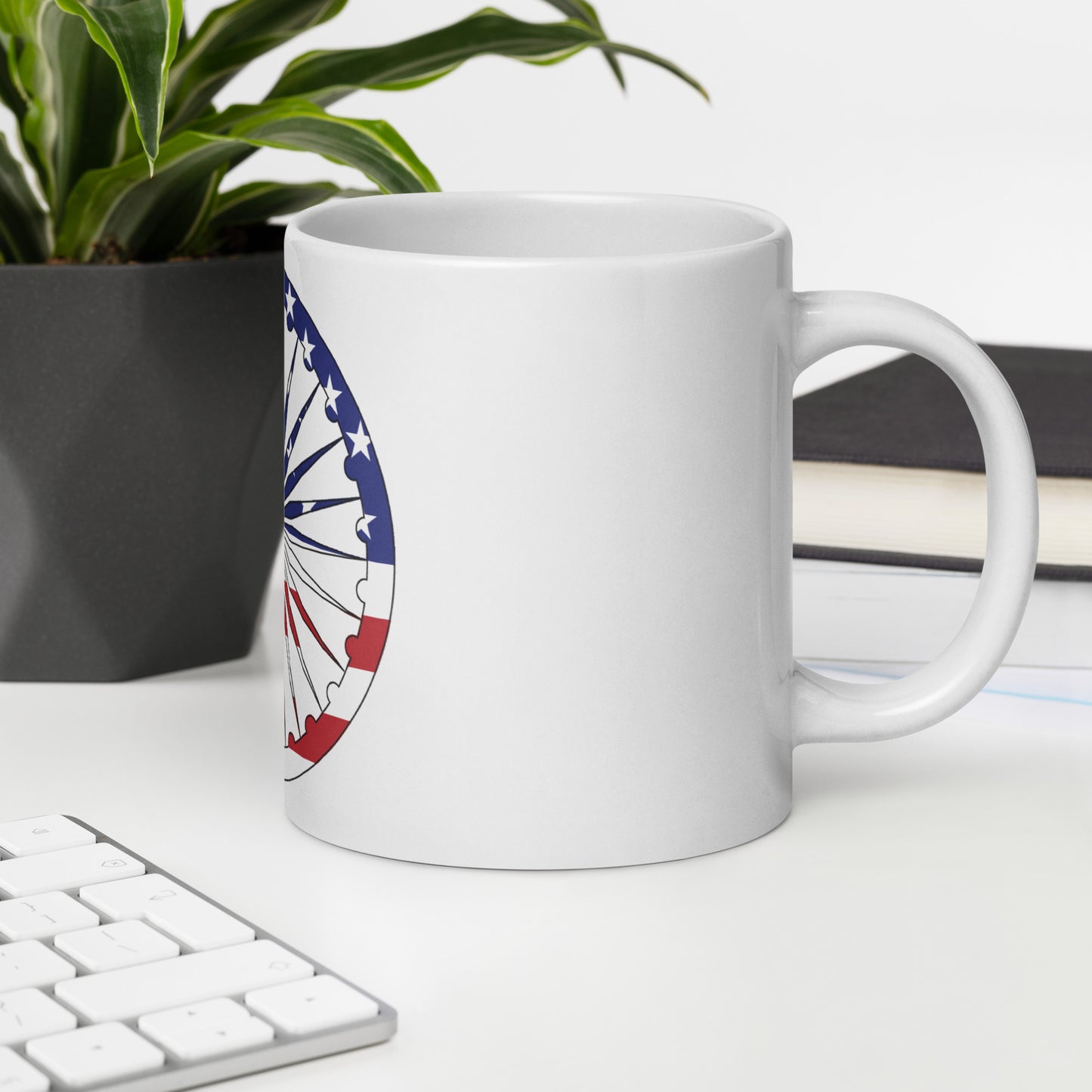 Indian American 20oz white mug in office space