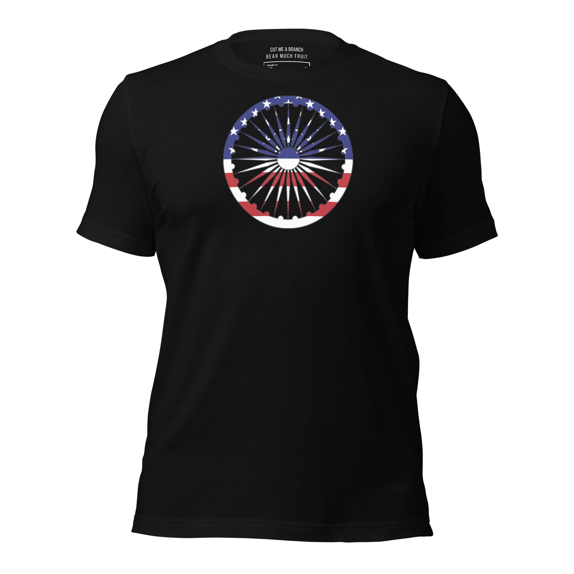 Indian American black t-shirt made in USA front