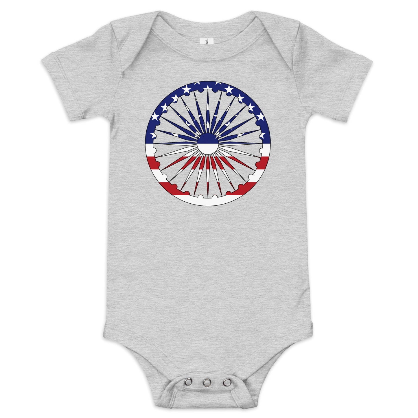 Indian American light grey heather baby bodysuit