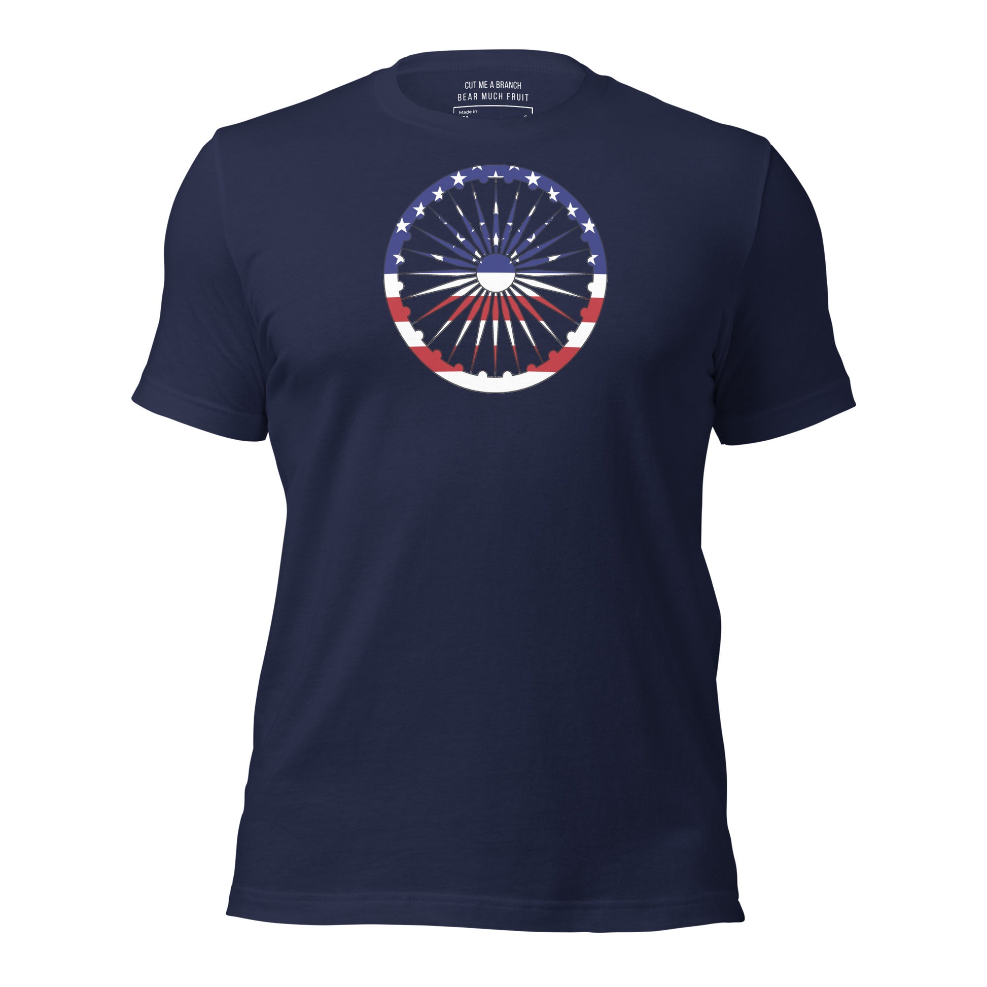 Indian American navy blue t-shirt made in USA front