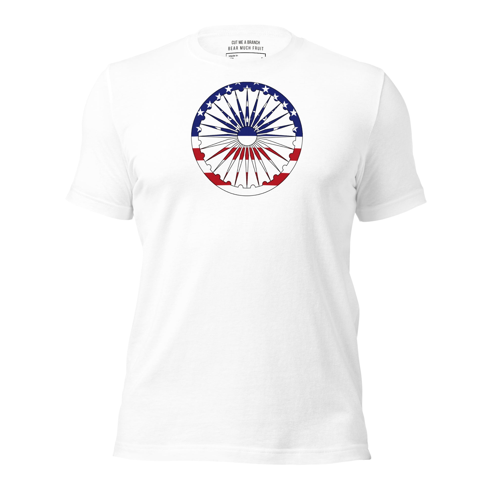 Indian American white t-shirt made in USA front