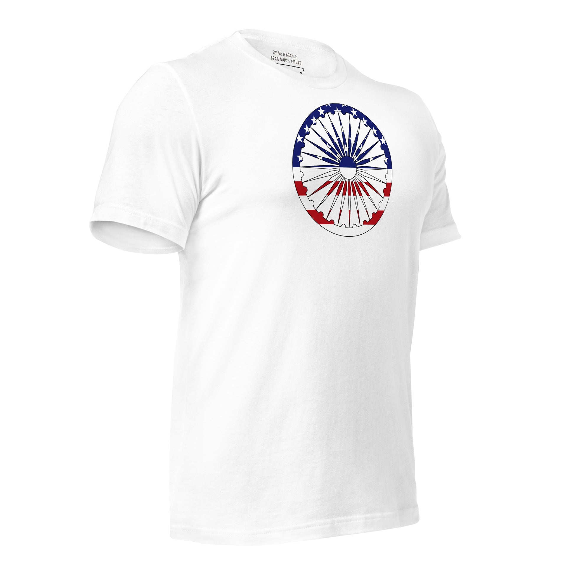 Indian American white t-shirt made in USA right front