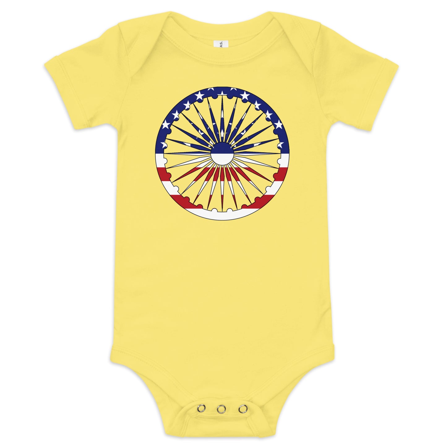 Indian American yellow baby bodysuit