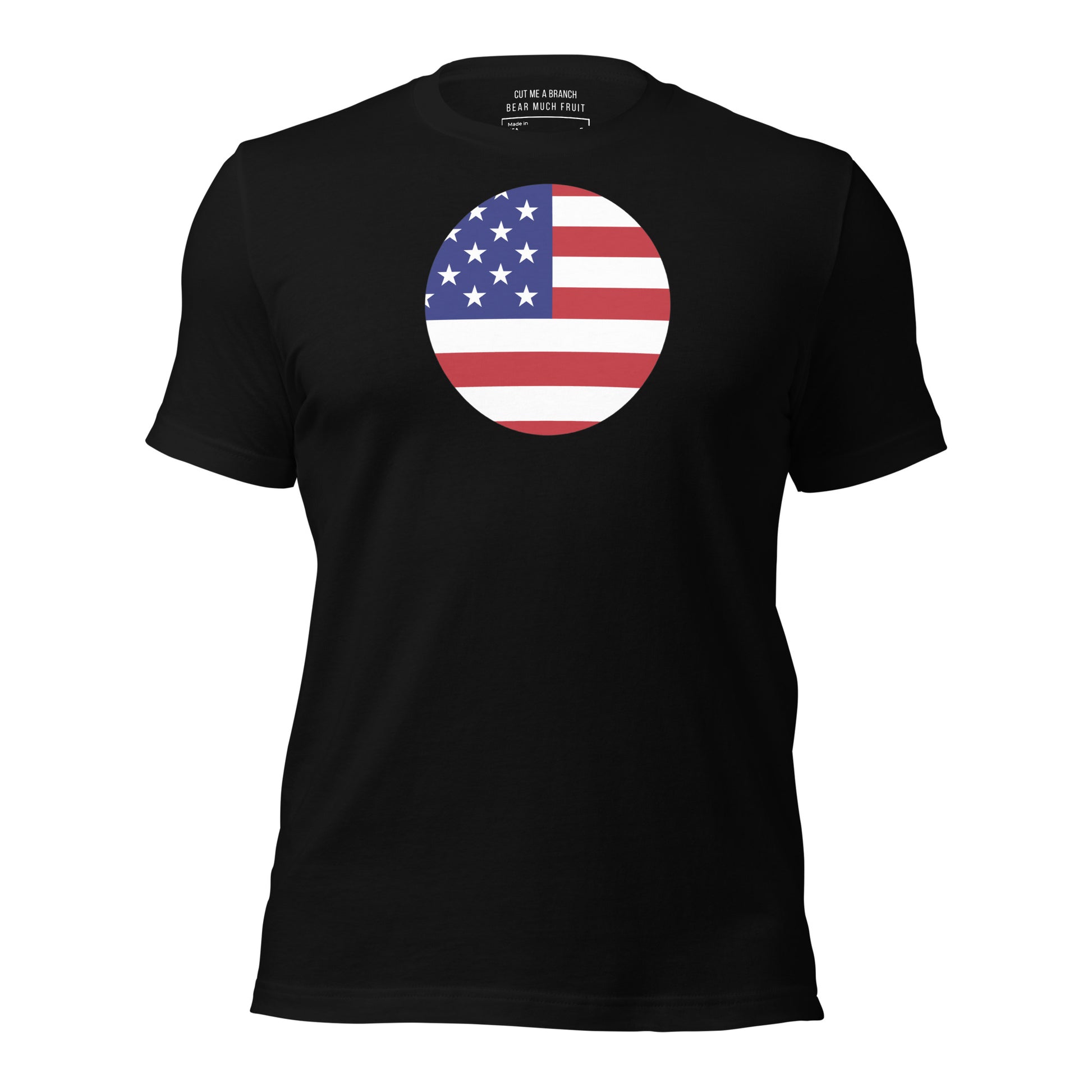 Japanese American black t-shirt made in USA front