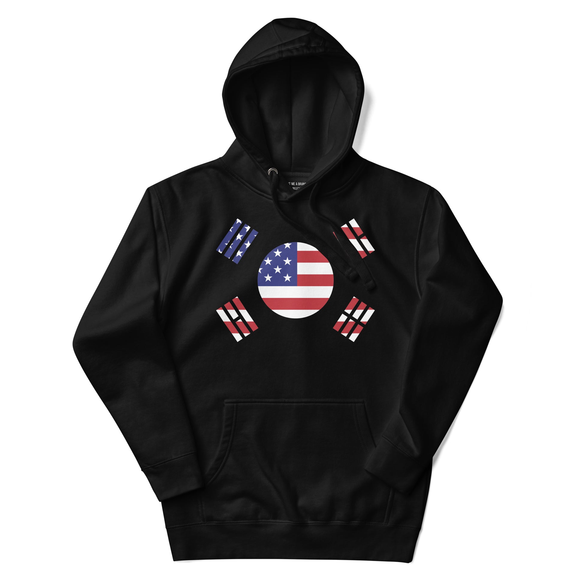 Korean American black hoodie flat womens