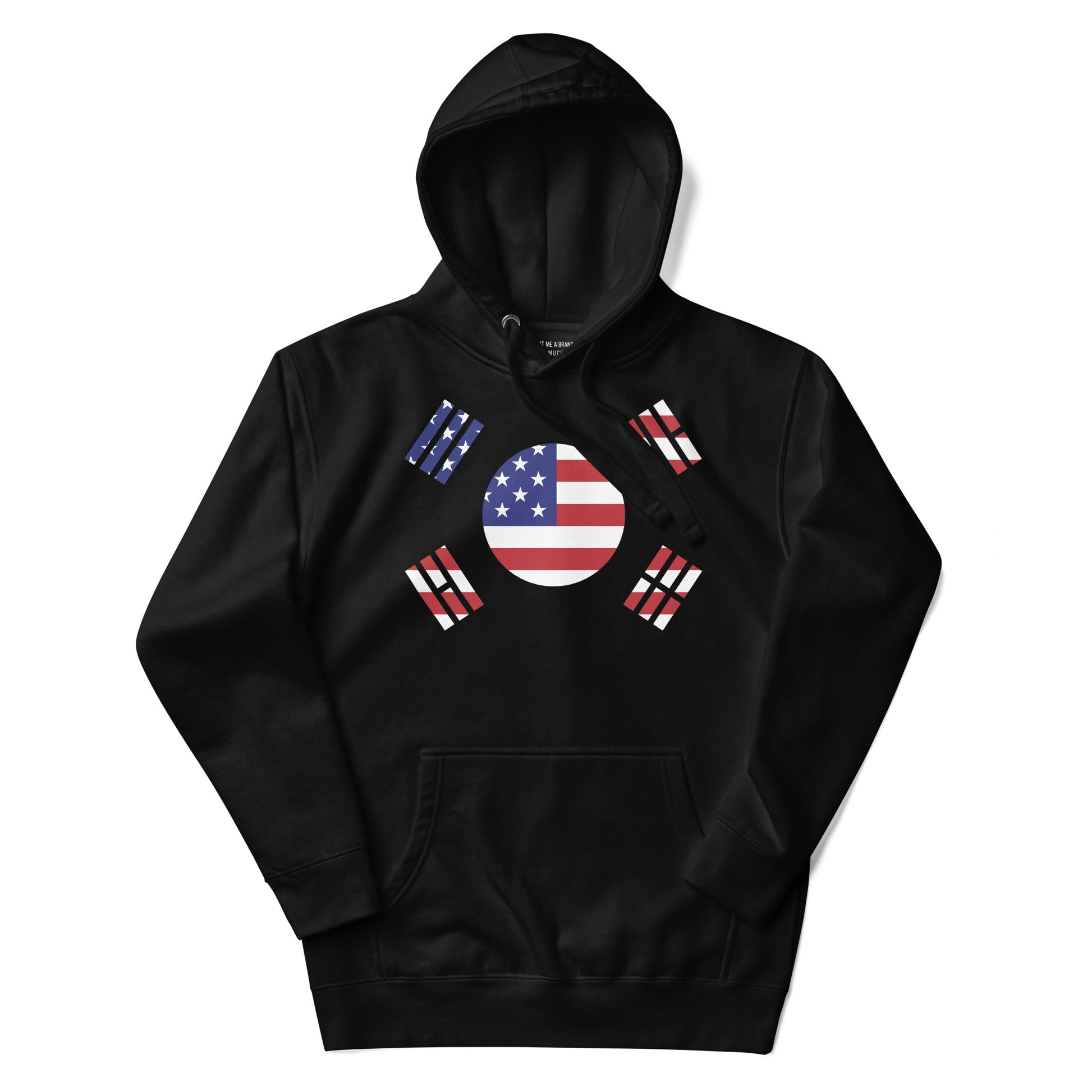 Korean American black hoodie flat