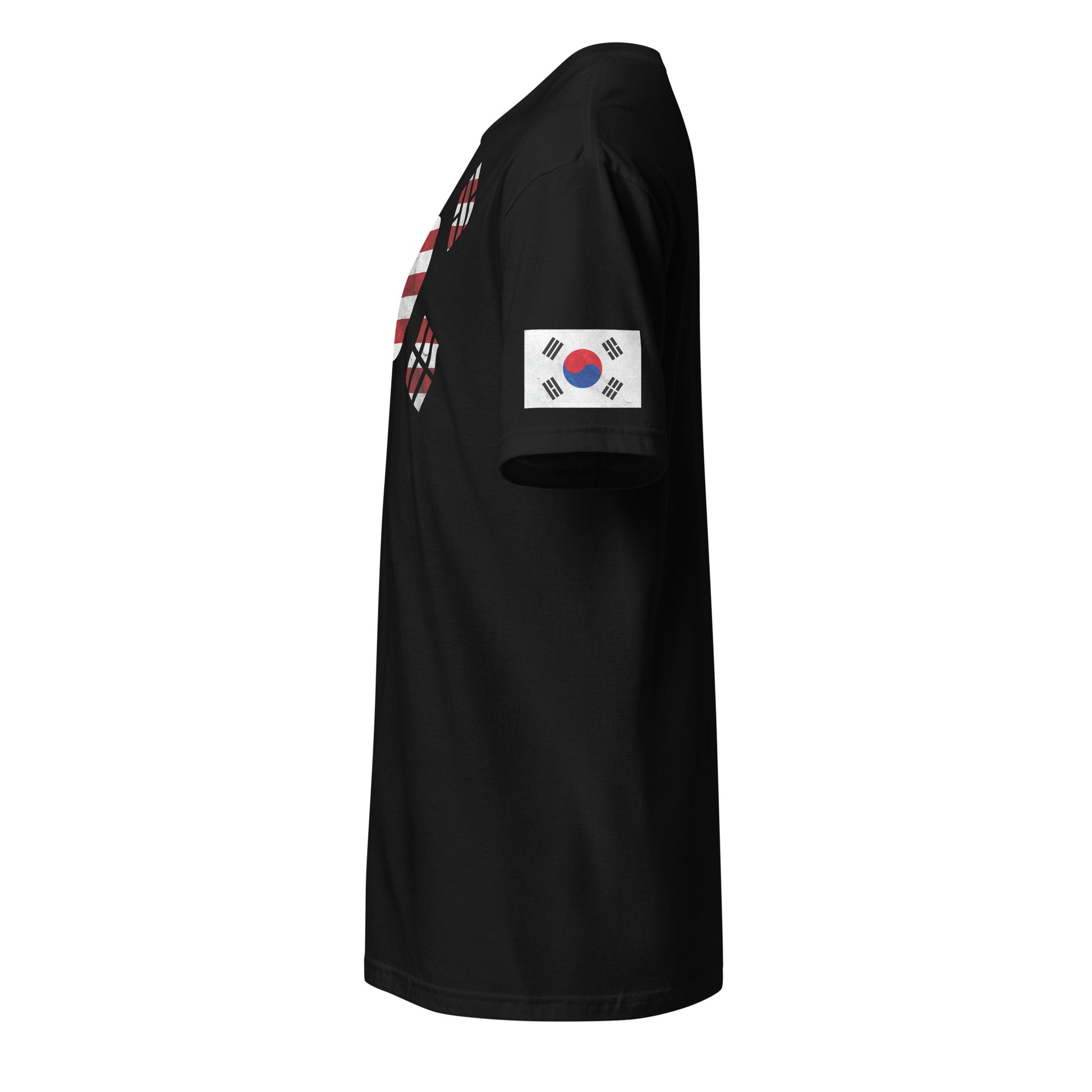 Korean American black t-shirt foundation series stars forward left sleeve Korean flag