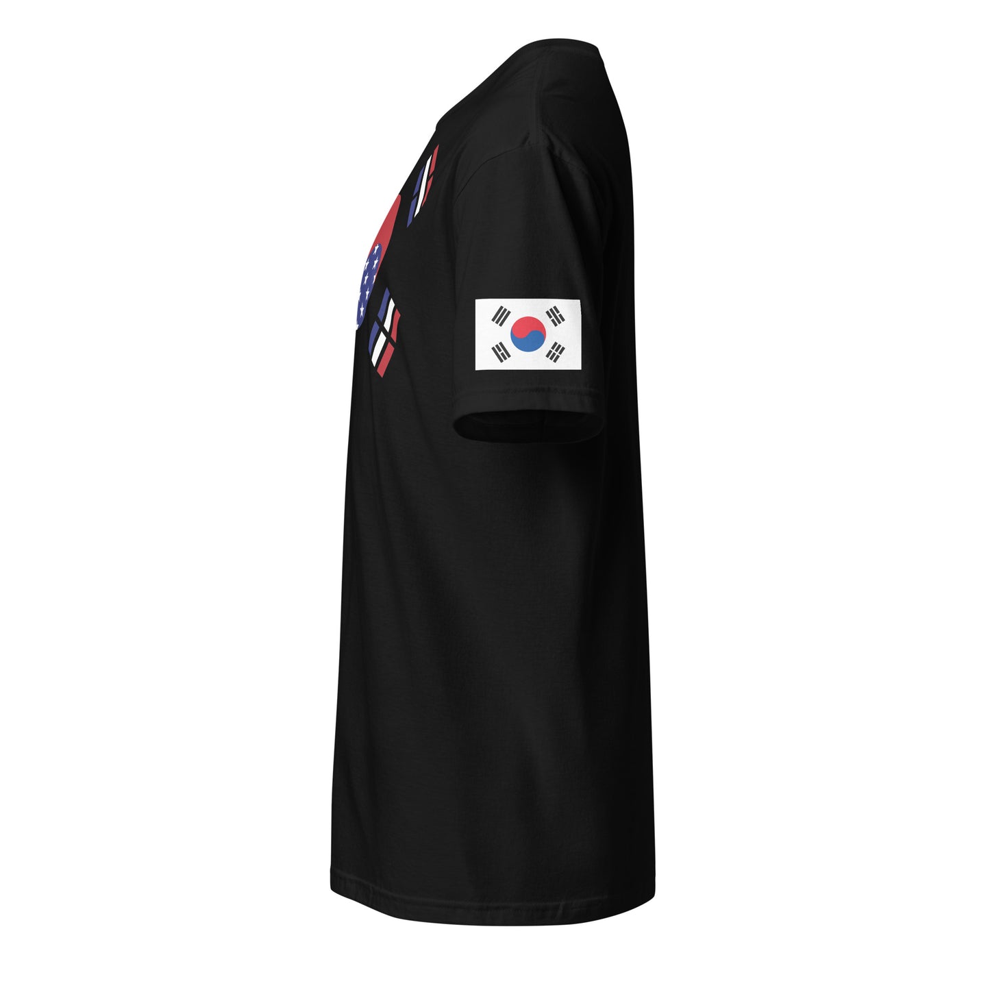 Korean American black t-shirt rwb series stars forward left sleeve Korean flag