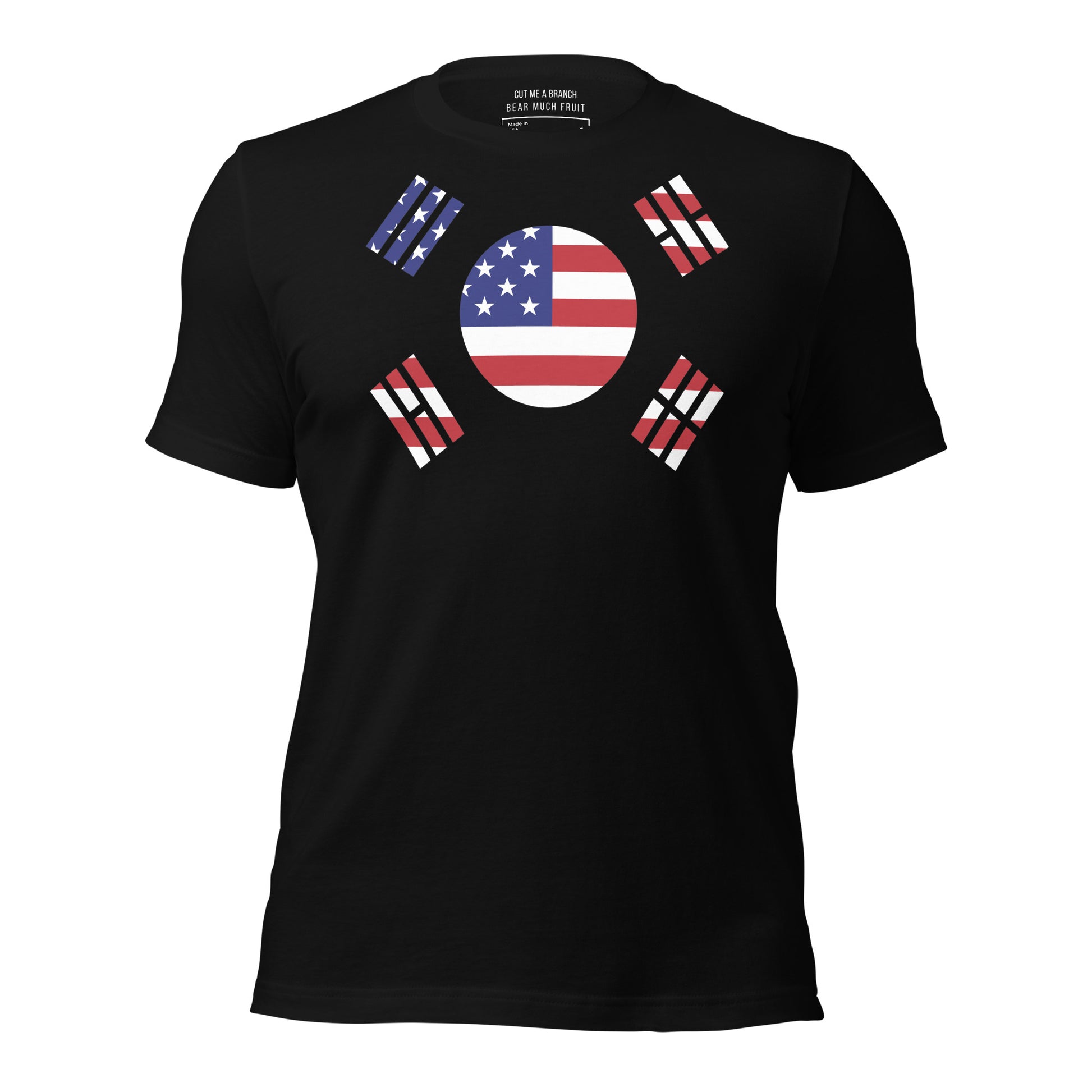 Korean American black t-shirt made in USA front