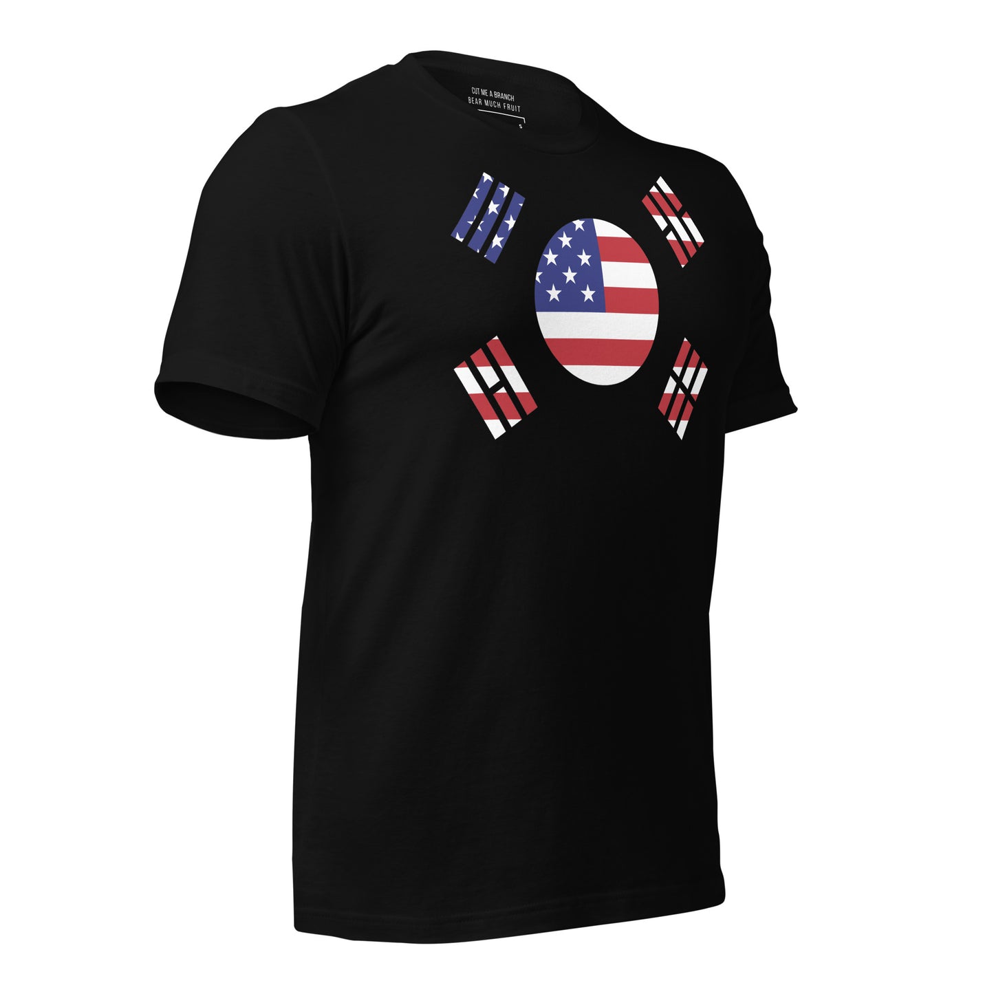 Korean American black t-shirt made in USA right front