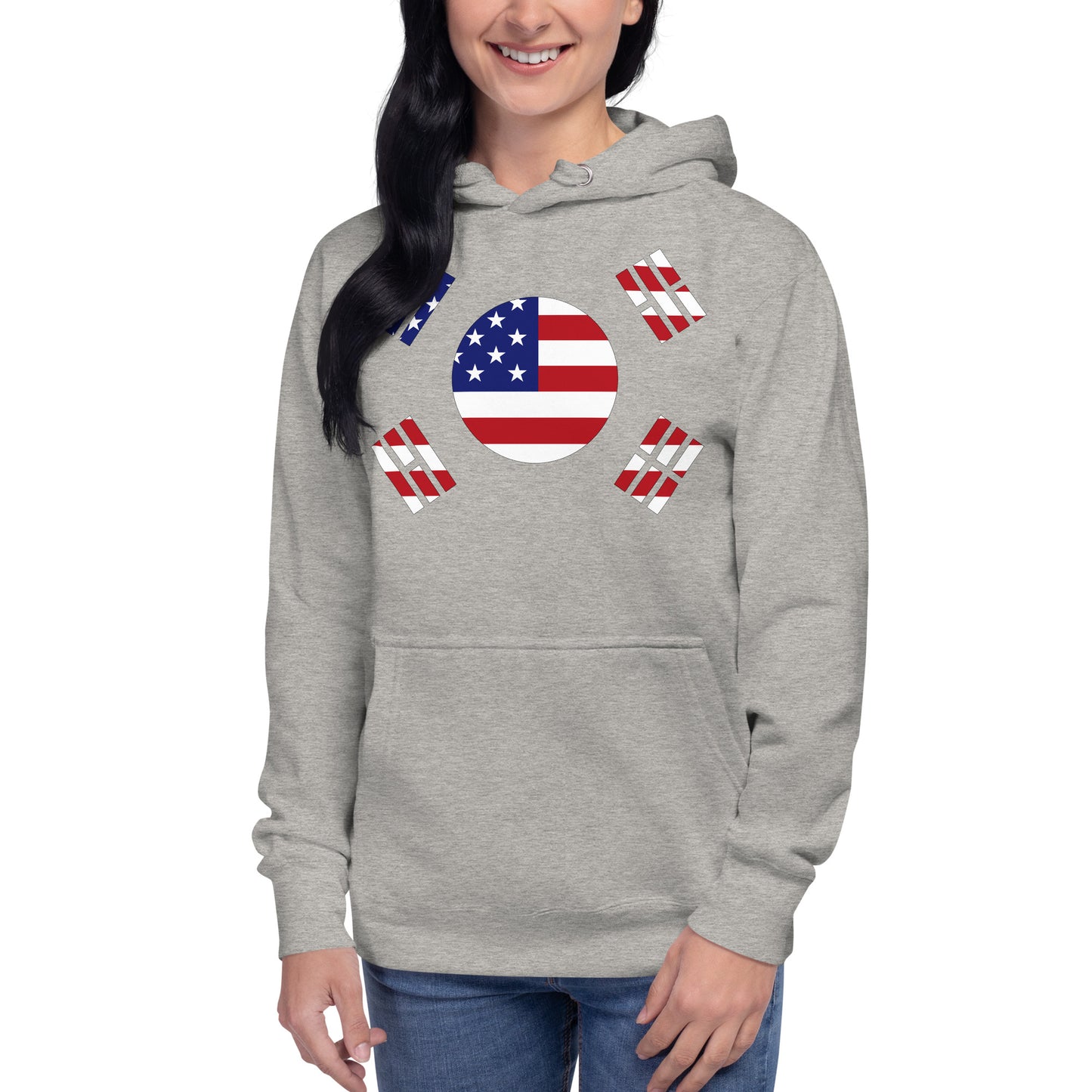 Korean American carbon grey hoodie womens