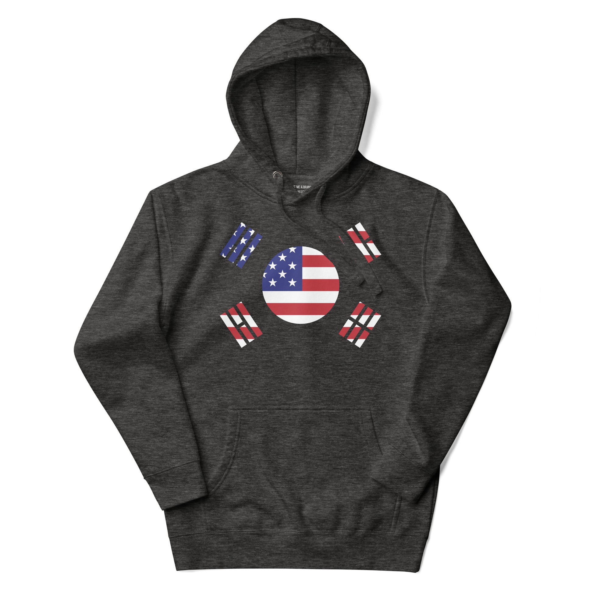 Korean American charcoal grey hoodie flat womens