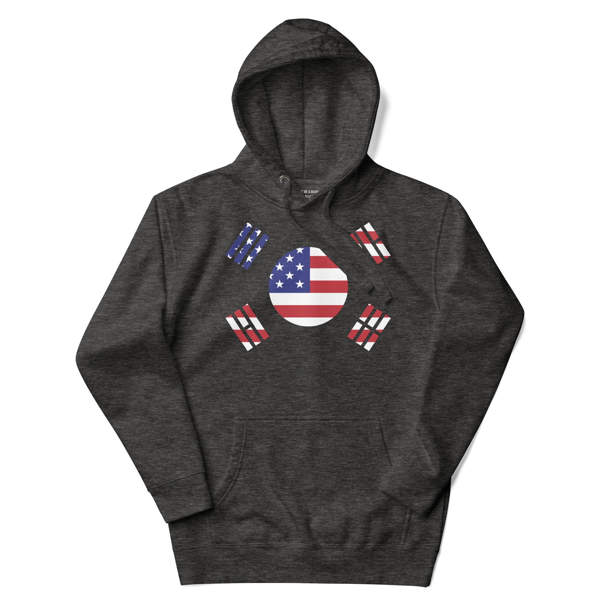 Korean American charcoal grey hoodie flat