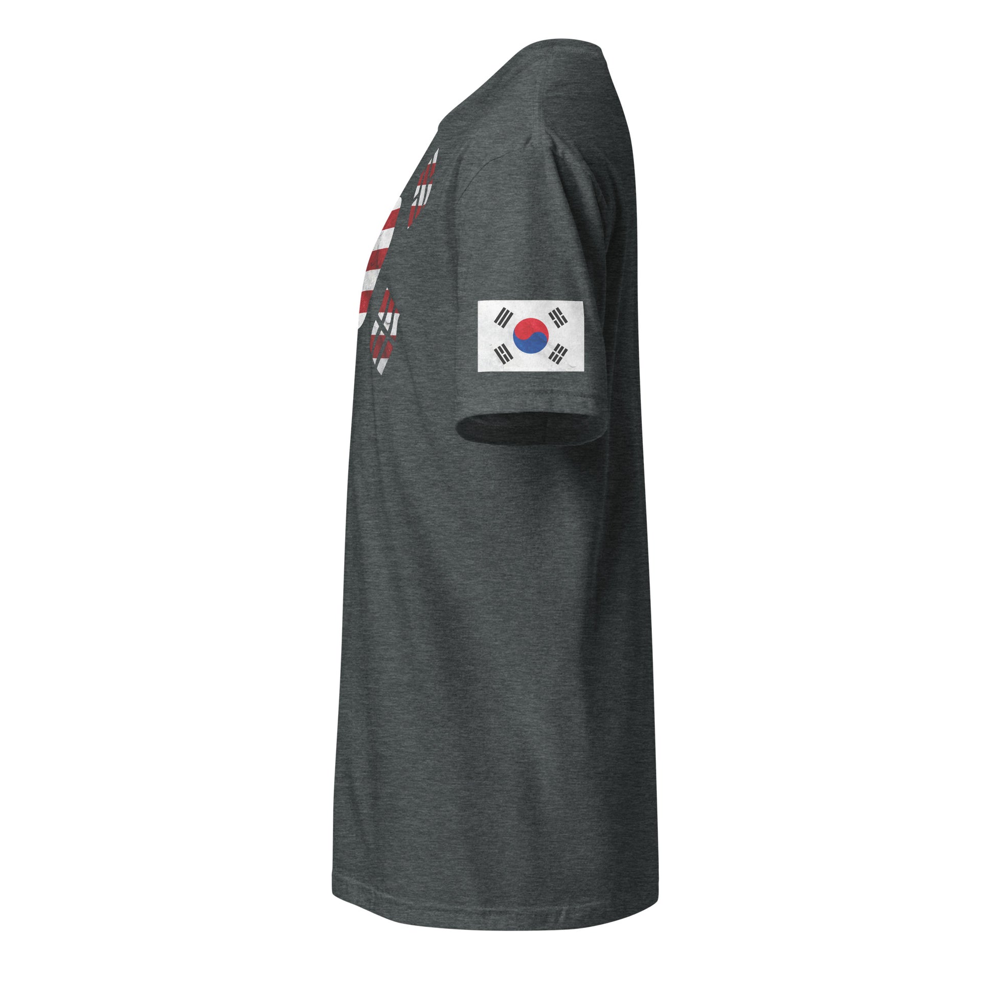 Korean American dark grey heather t-shirt foundation series stars forward left sleeve Korean flag