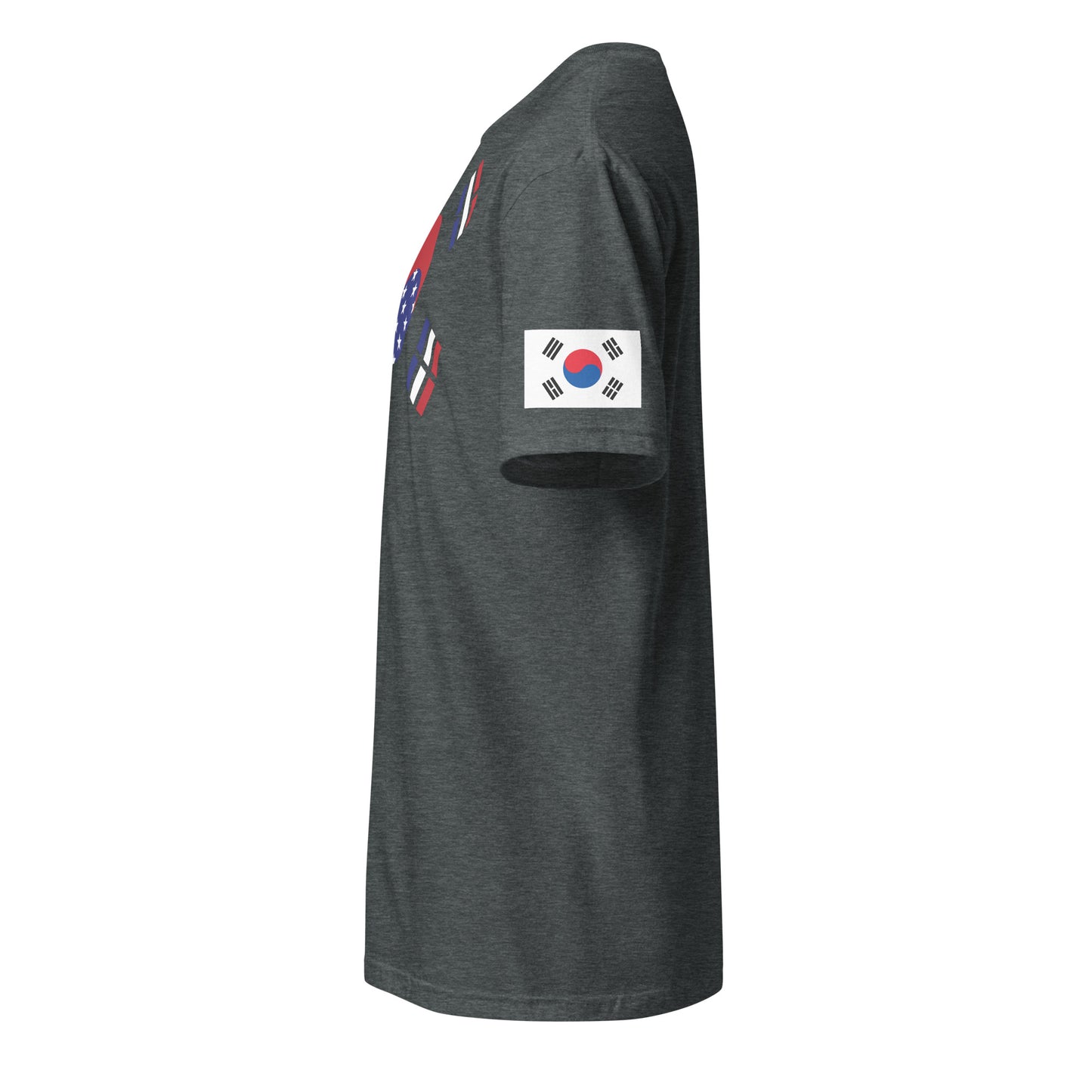 Korean American dark grey heather t-shirt rwb series stars forward left sleeve Korean flag