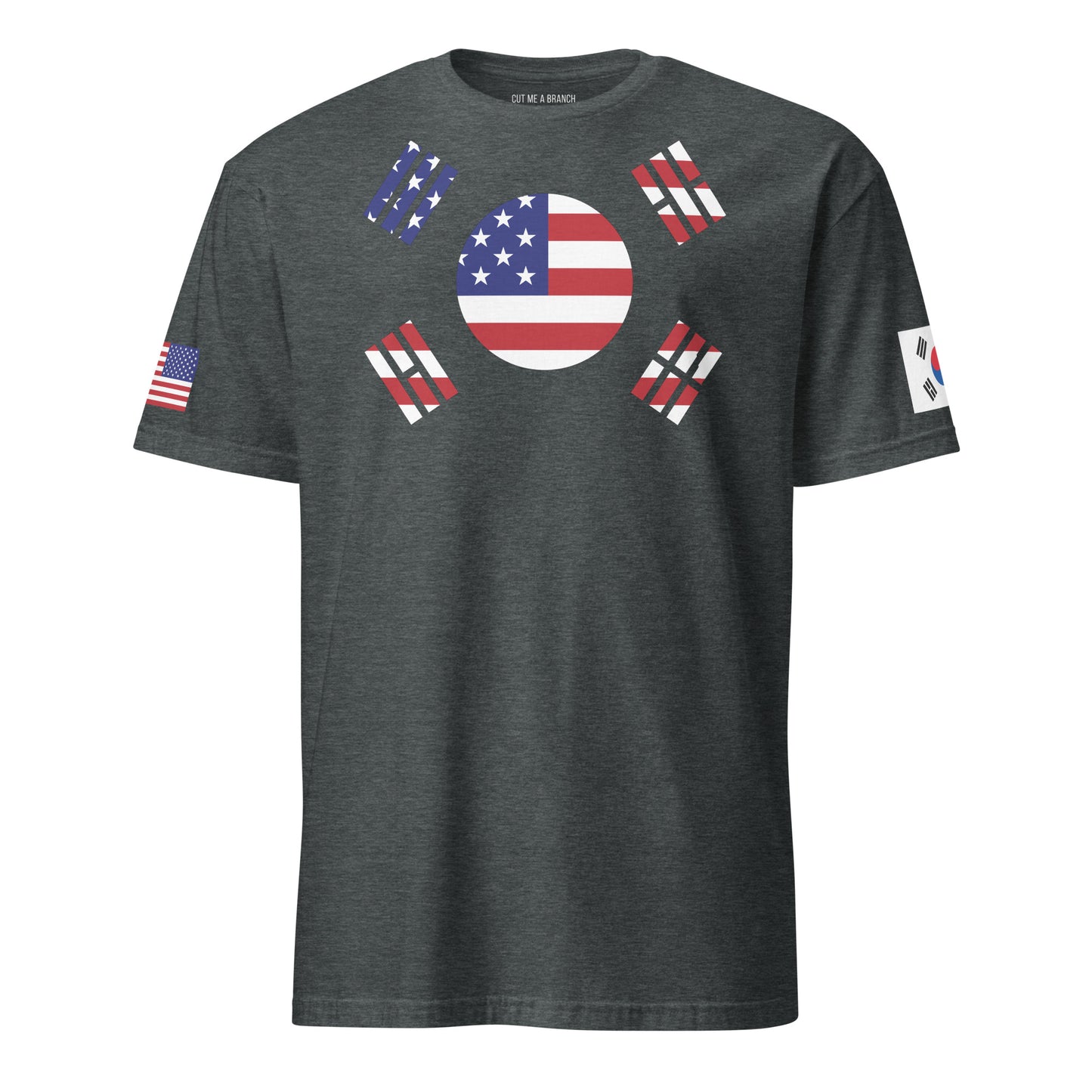 Korean American dark grey heather t-shirt stars forward design