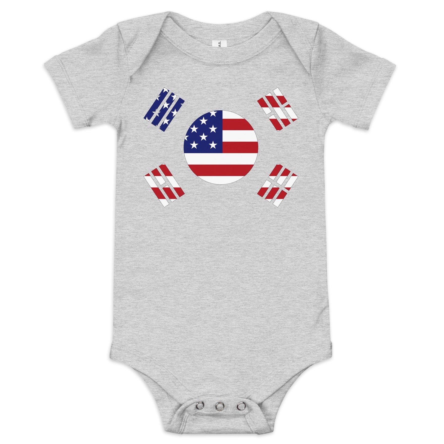 Korean American light grey heather baby bodysuit