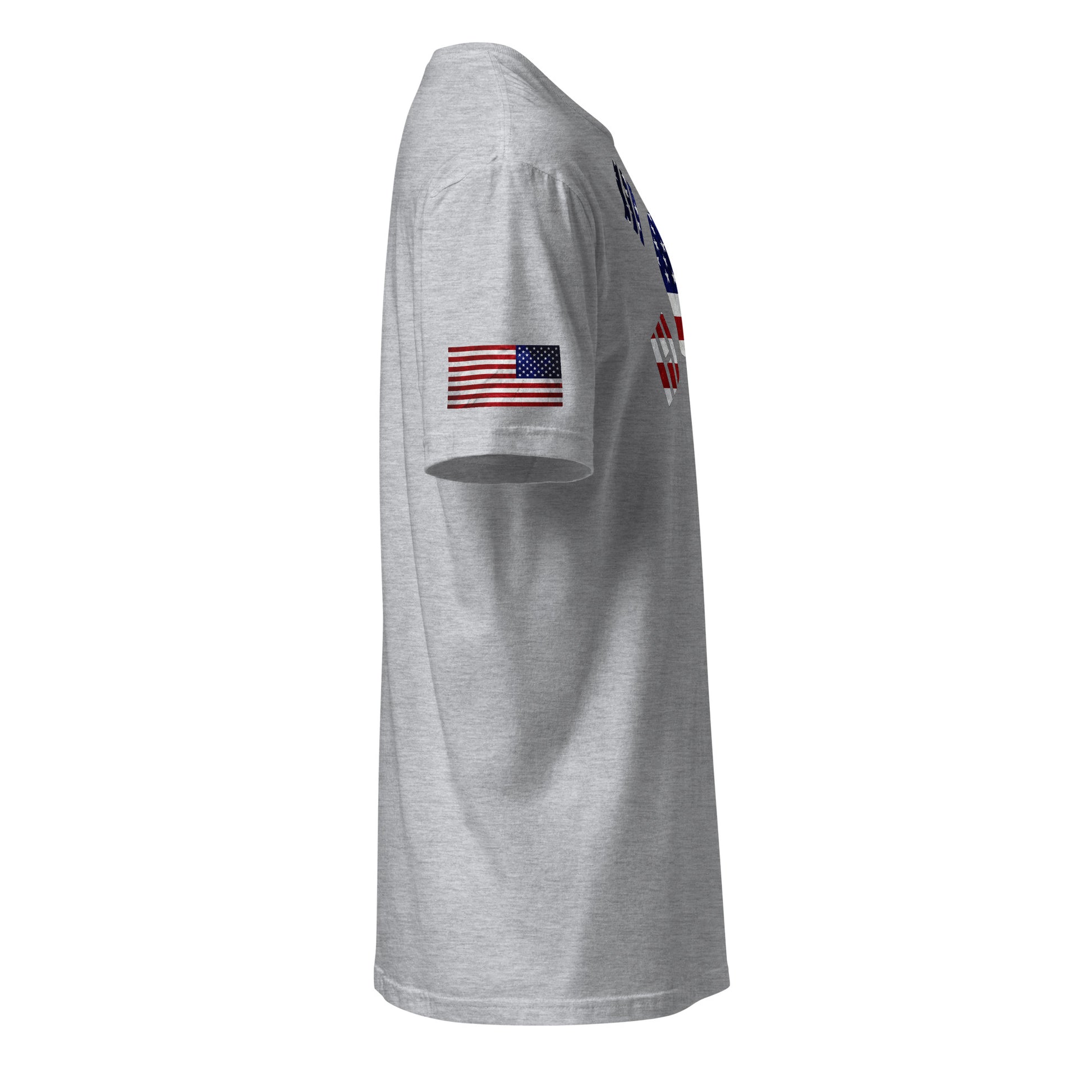 Korean American light grey t-shirt foundation series stars forward right sleeve American flag