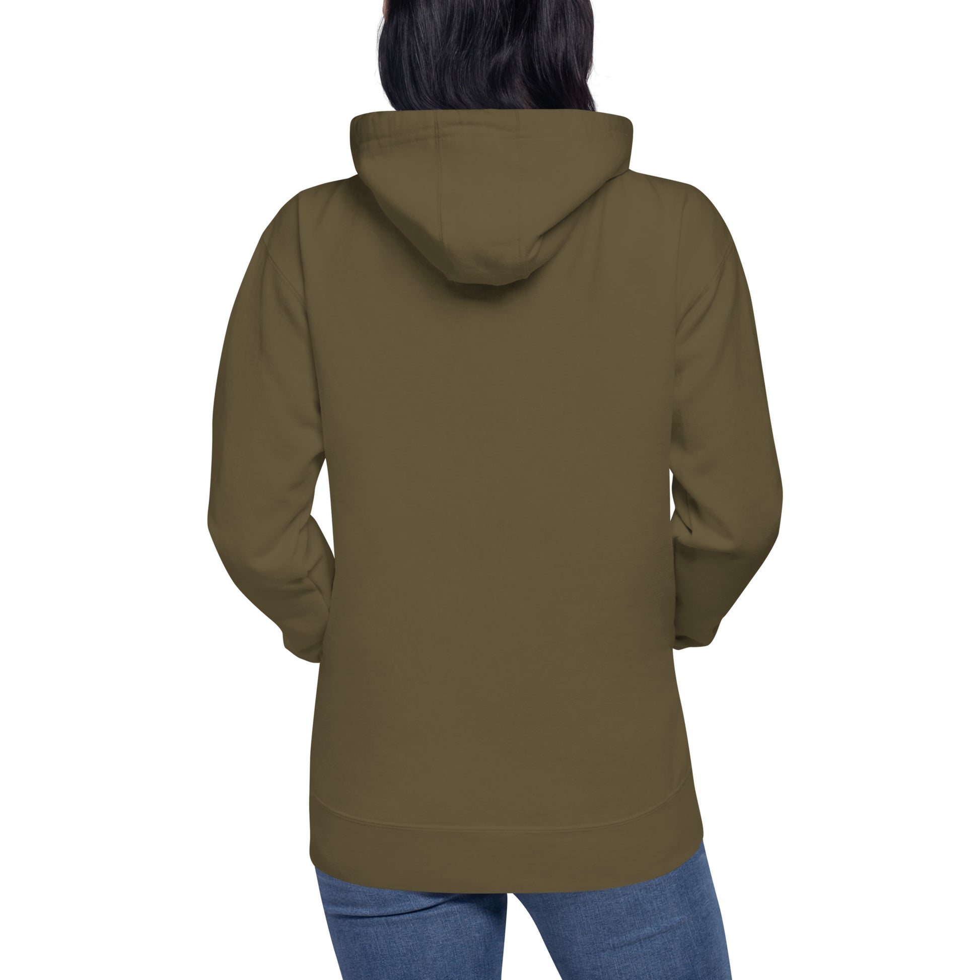 Korean American military green hoodie back womens